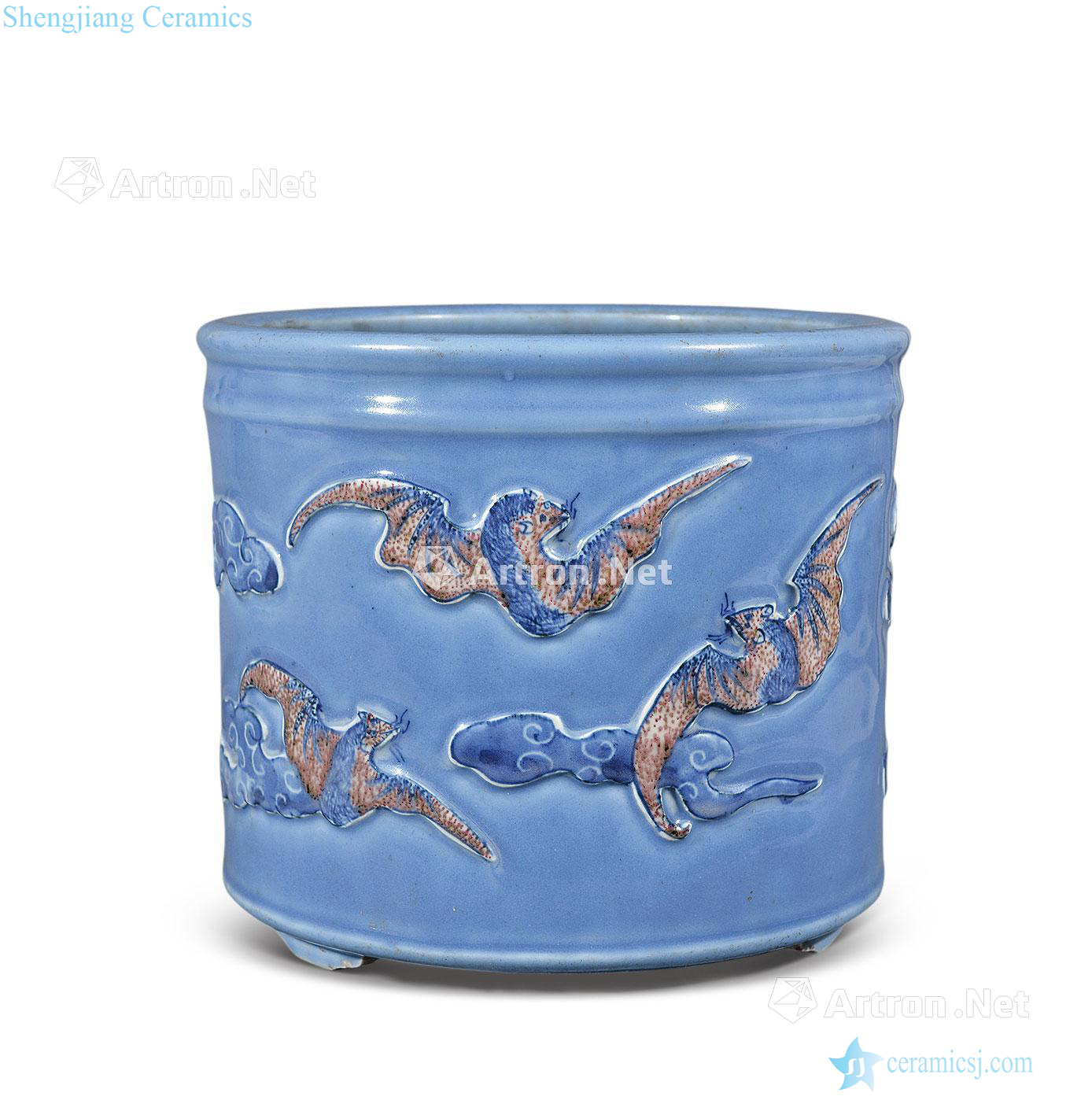Clear blue, youligong GongWu bats incense burner
