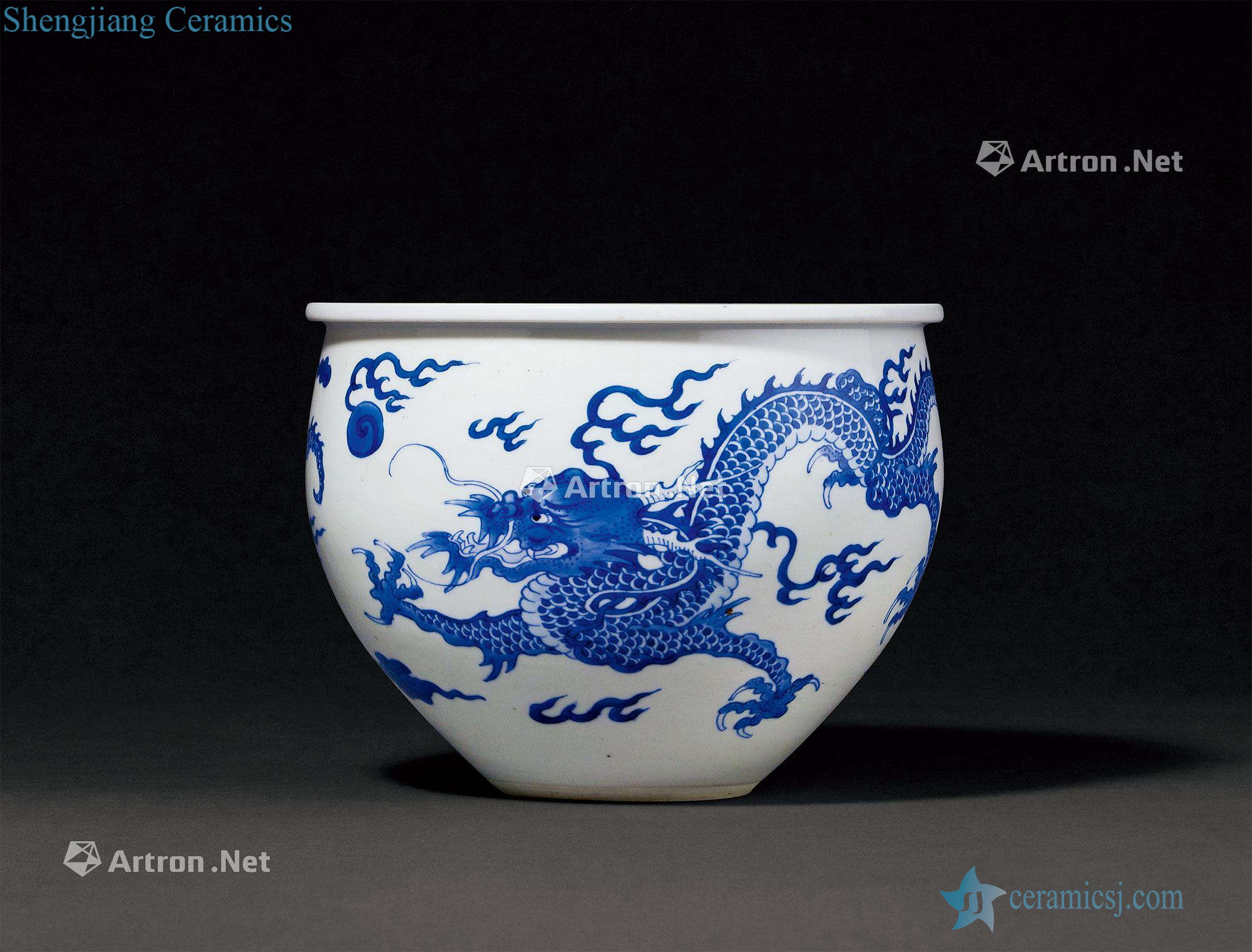 The qing emperor kangxi Blue and white YunLongWen cylinder