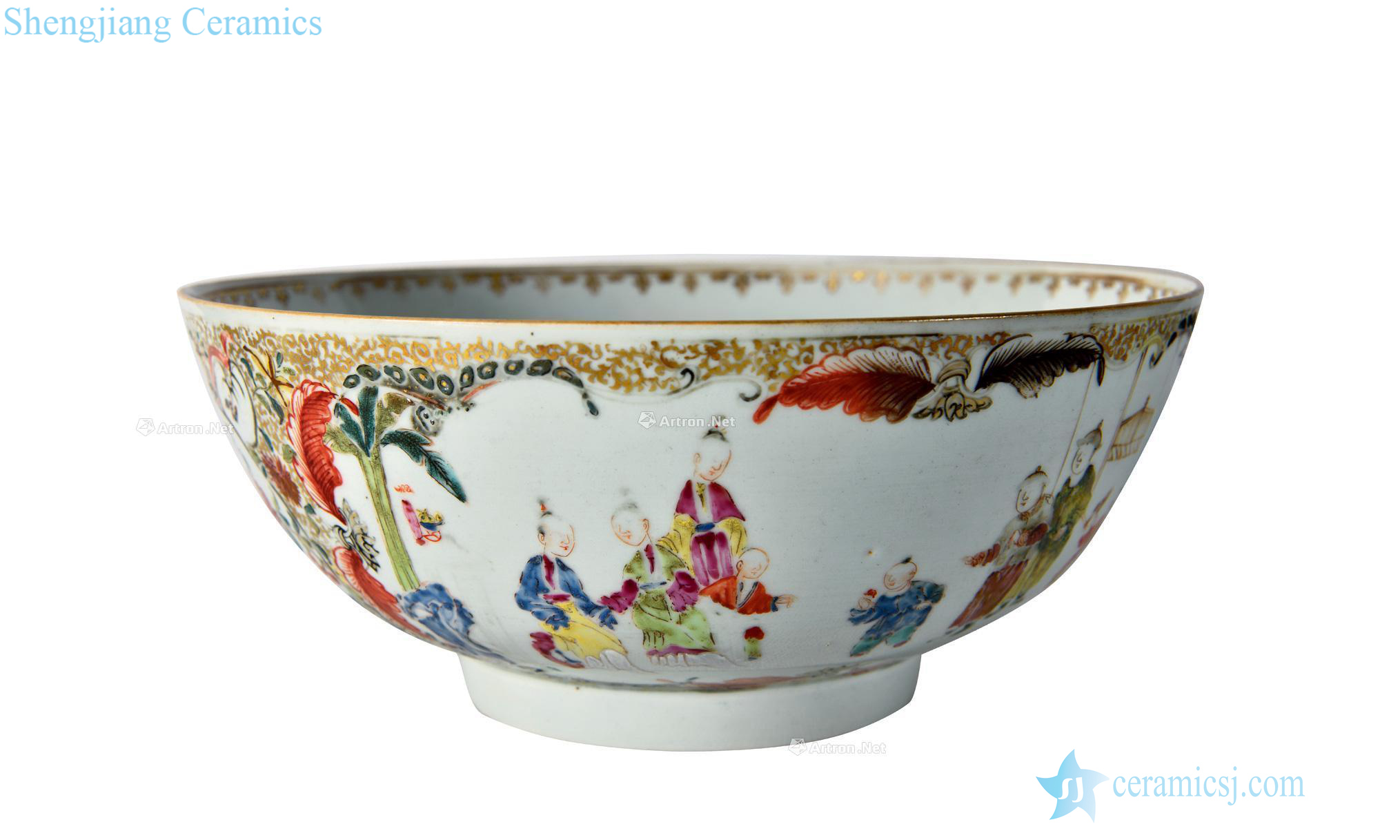 Qing qianlong pastel character big bowl