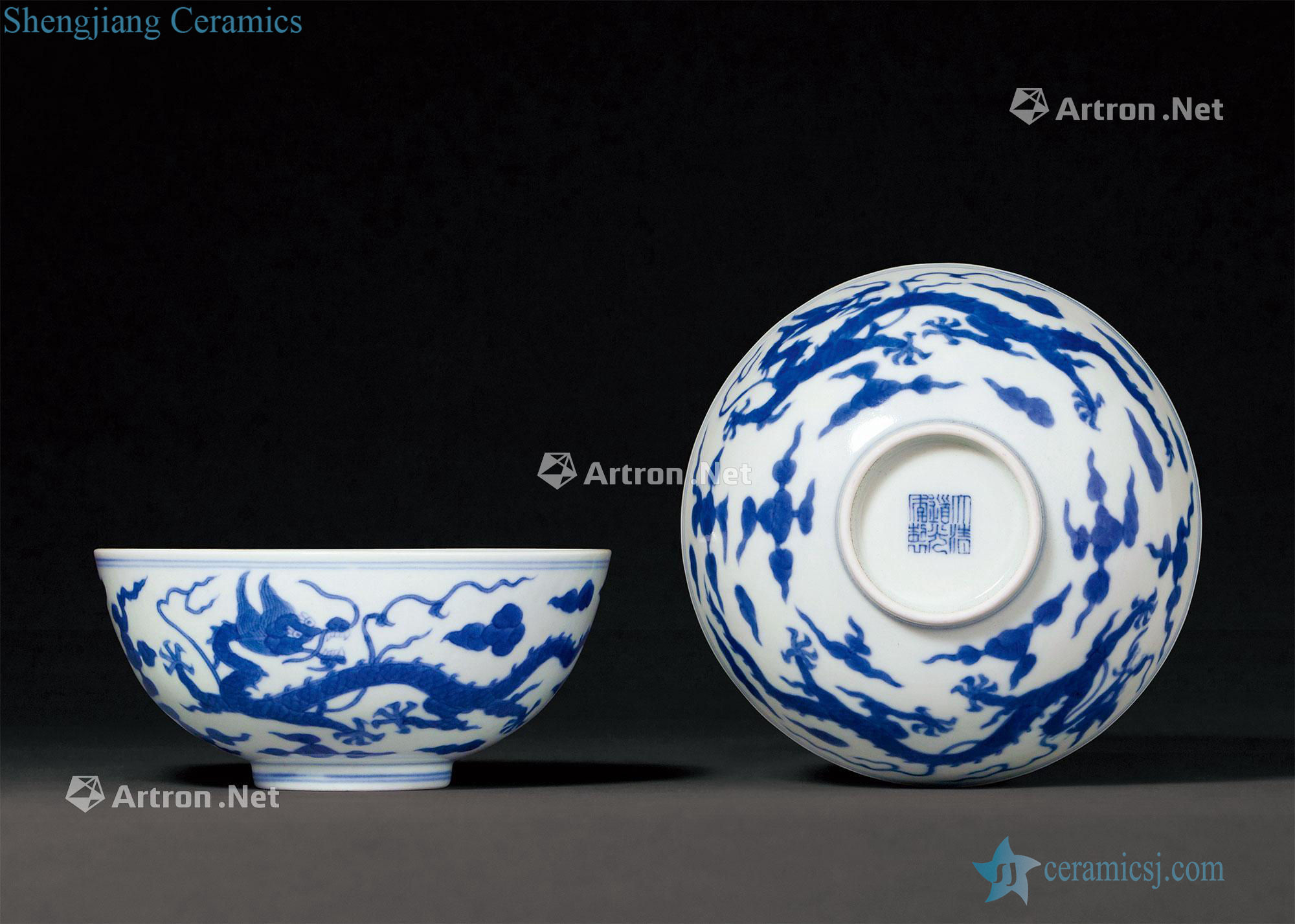 Qing daoguang Blue and white YunLongWen bowl (a)