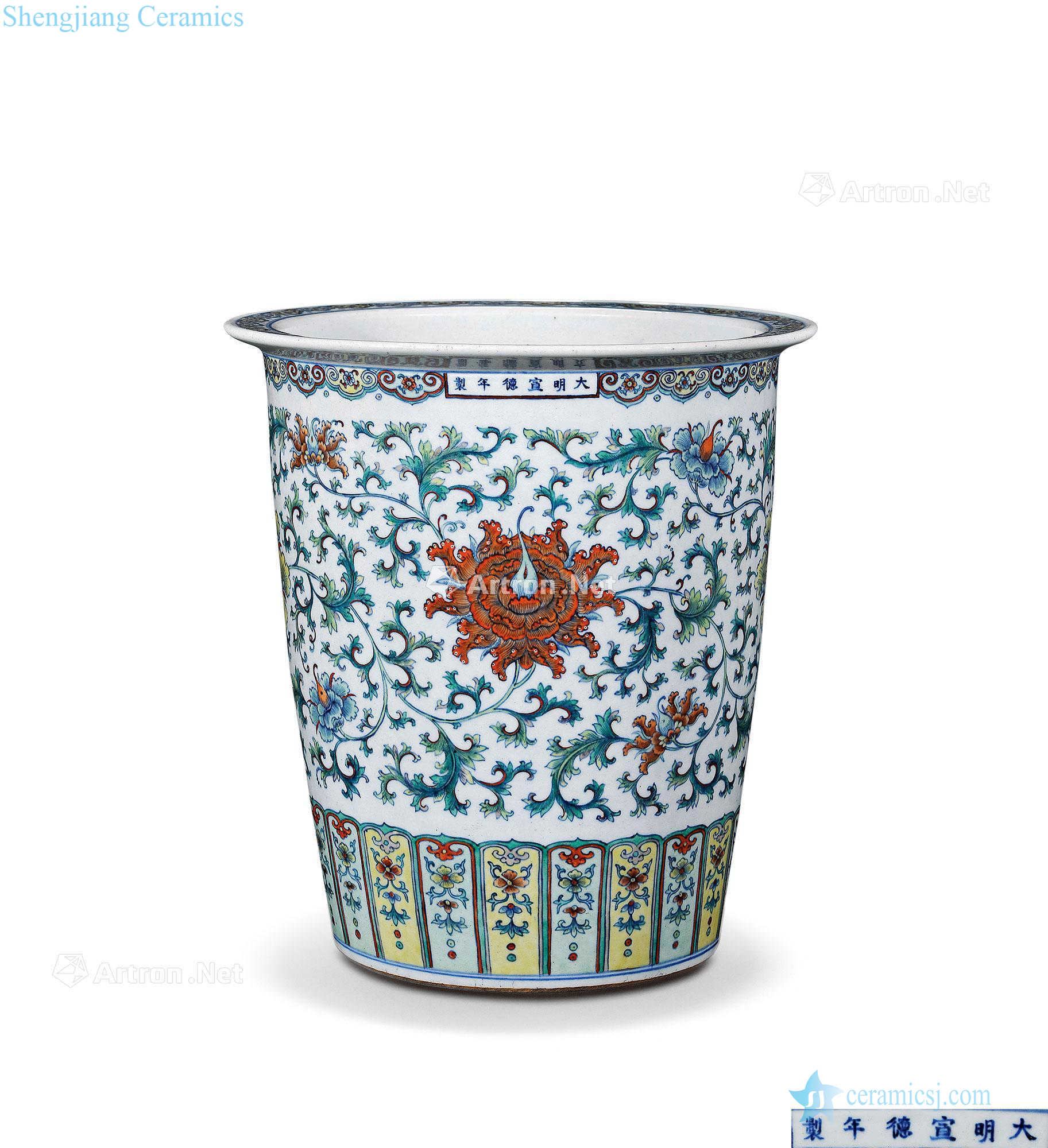 Qing qianlong bucket colors flower grain volume cylinder