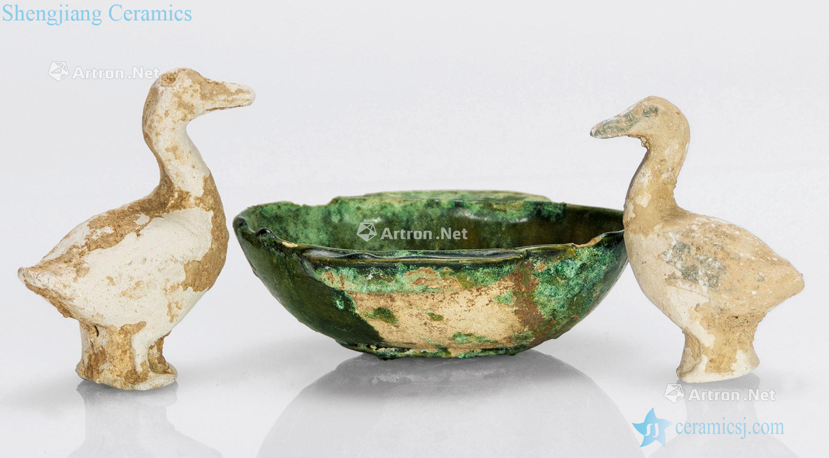 han Glaze earthen duck and green ear cup (only three)