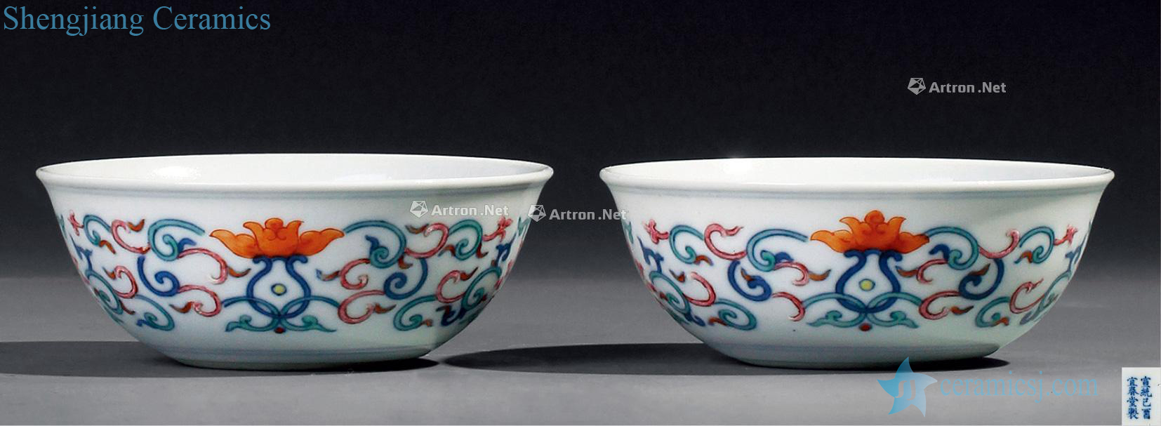 Qing xuantong Dou colors branch lotus lines lie the foot bowl (a)