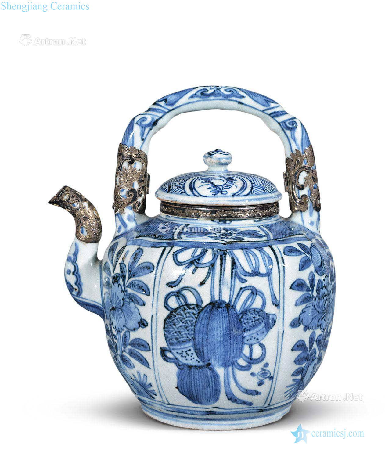 Ming wanli Blue and white flowers and grain girder pot
