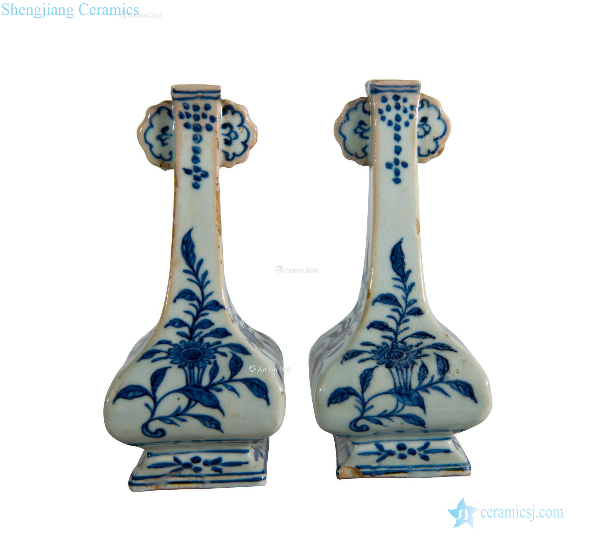 Qing dynasty blue and white flower (a)