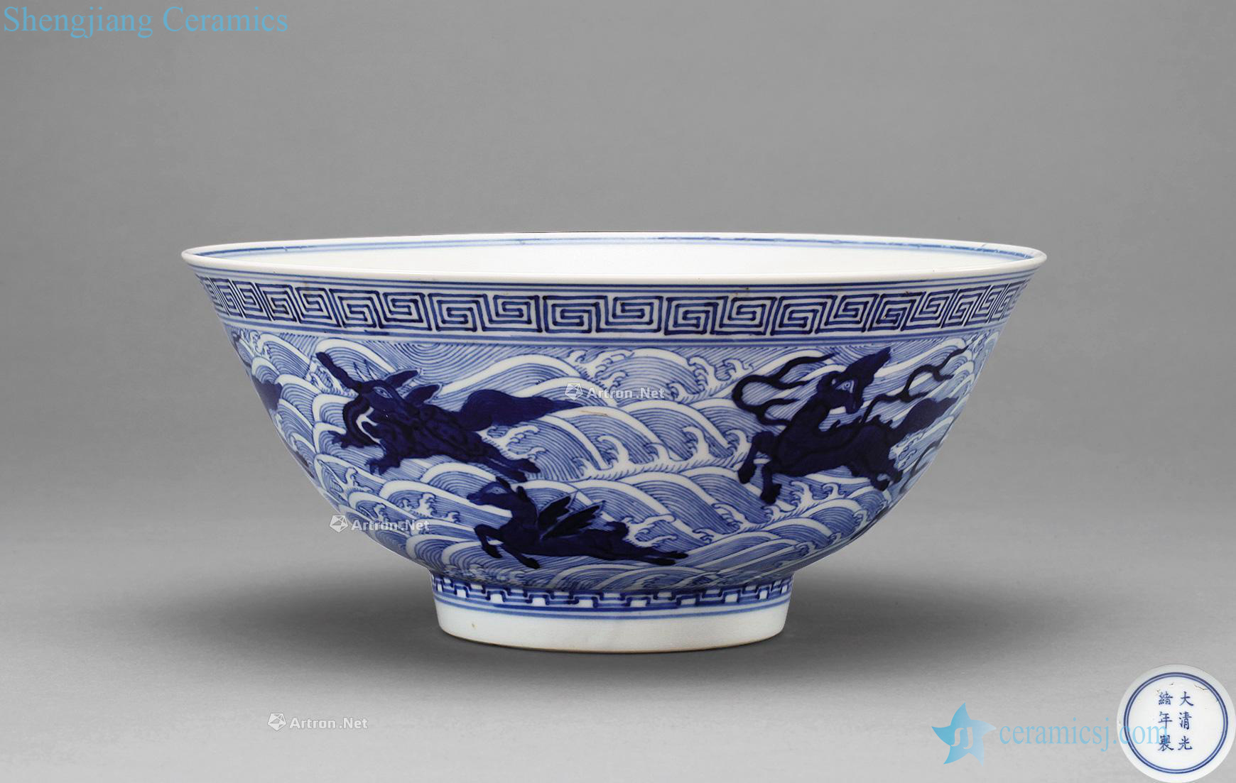 Qing guangxu Blue sea eight bowl to blame