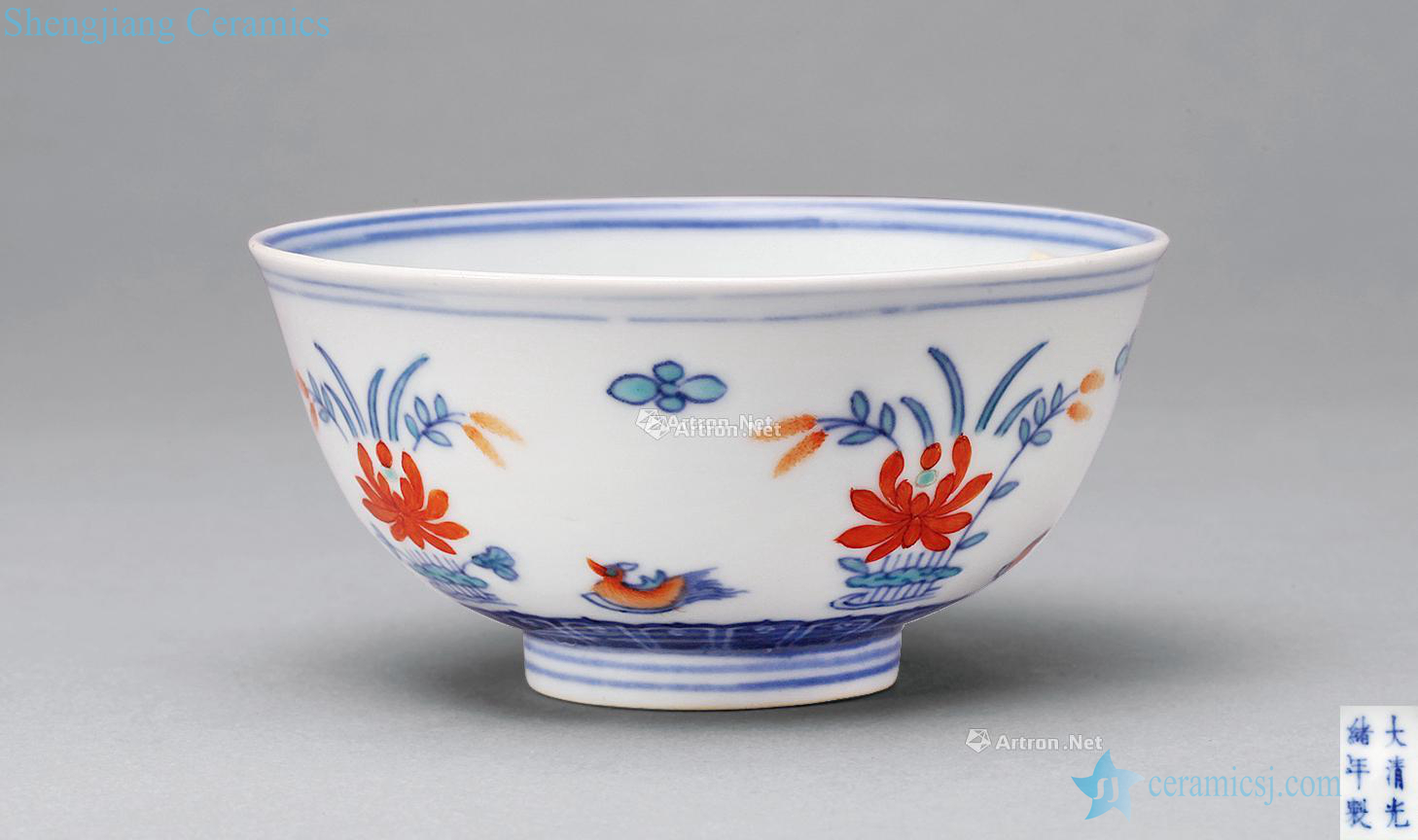 The bucket color lotus lotus yuanyang reign of qing emperor guangxu bowl