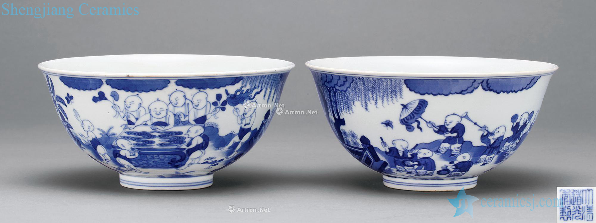 Qing daoguang Blue and white baby play figure bowl (2)