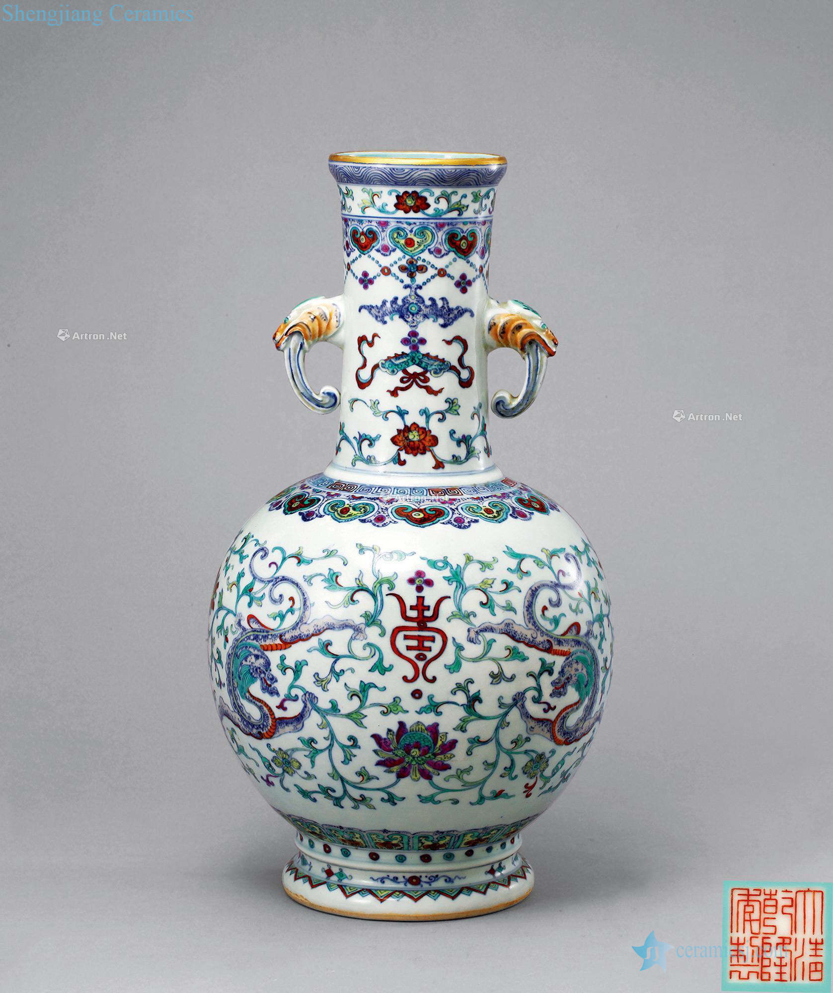 Qing qianlong bucket with the dragon grain to life of words