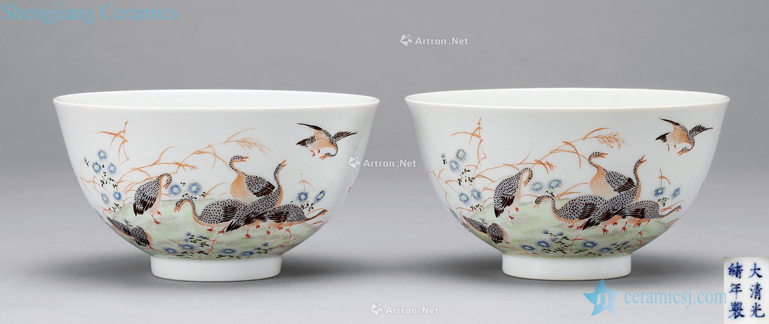 Pastel reign of qing emperor guangxu LuYan figure bowl (2)