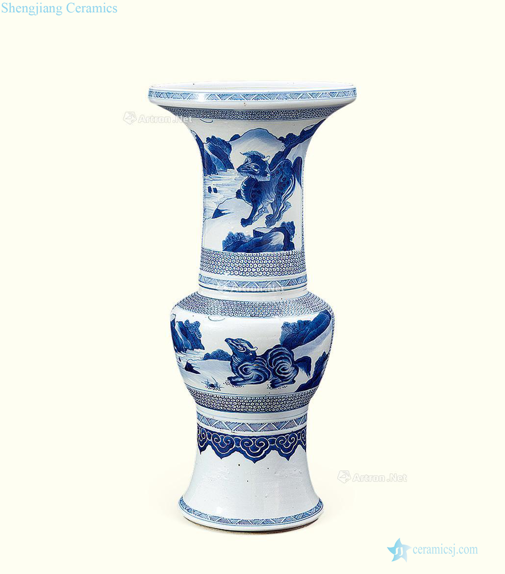 The qing emperor kangxi Blue and red lines vase