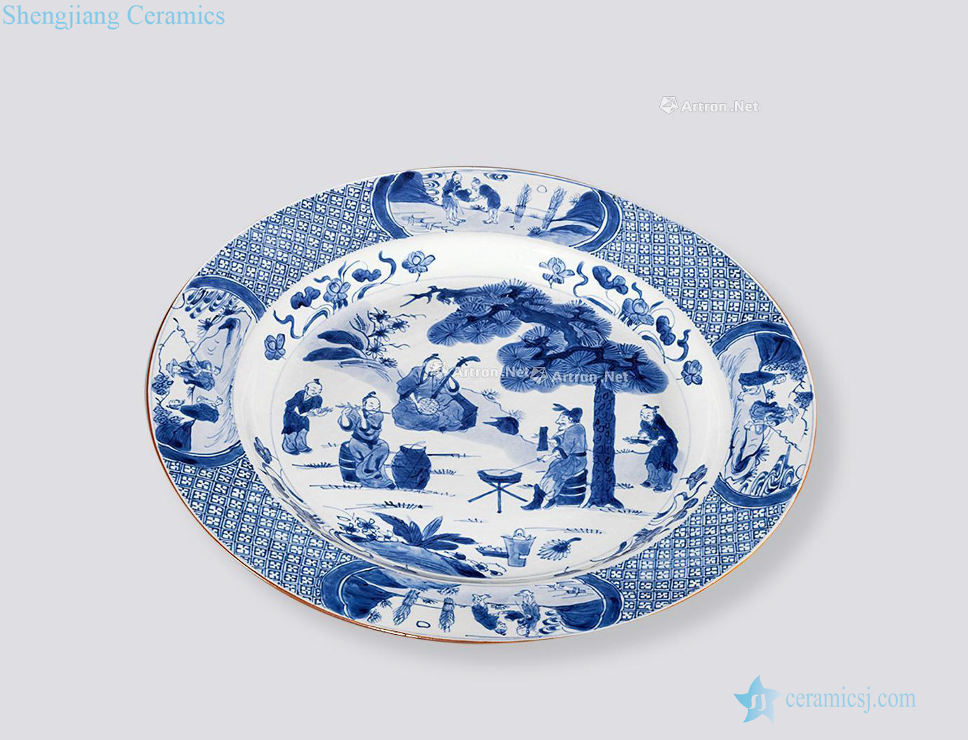 The qing emperor kangxi Blue and white characters plate