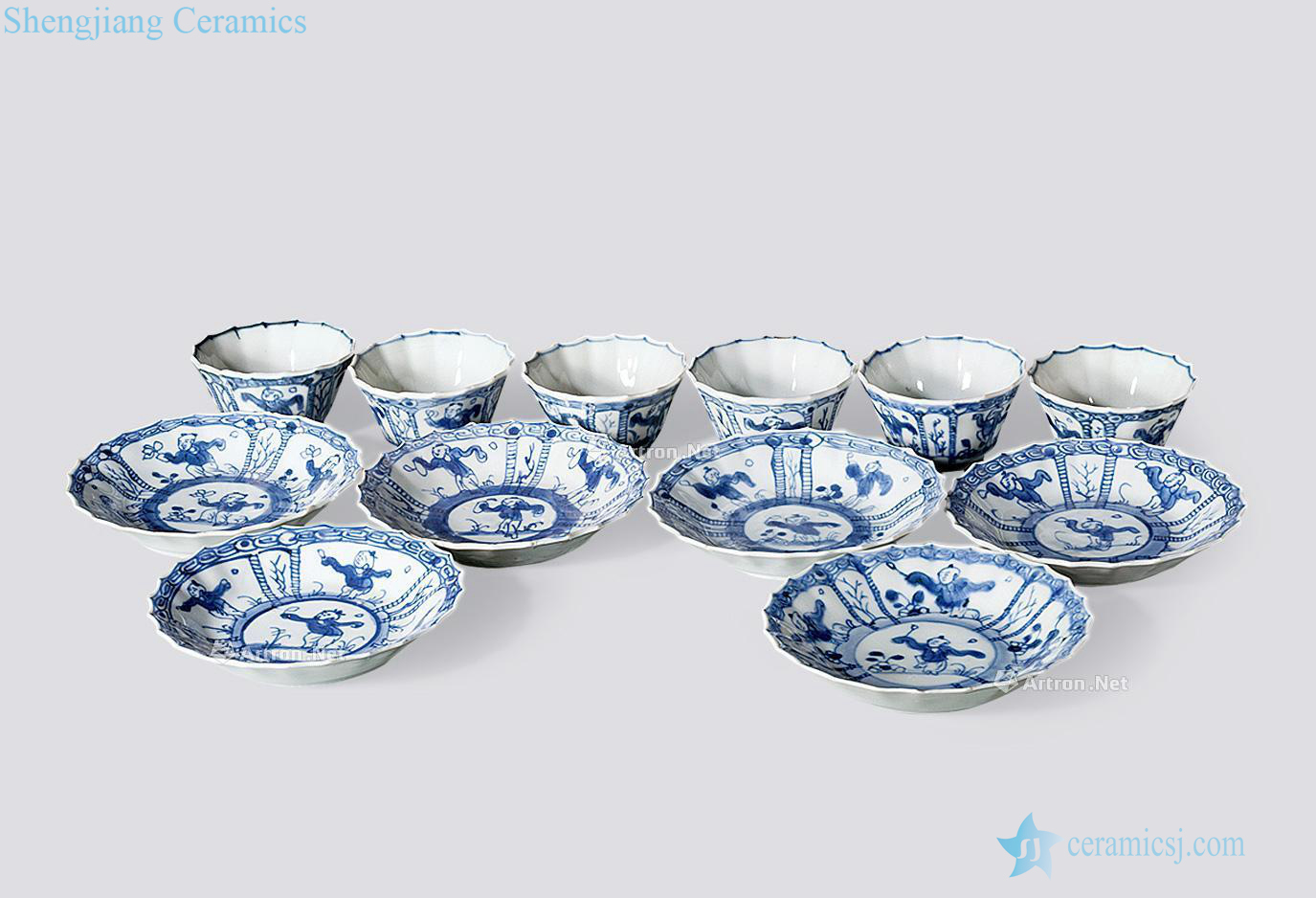 The qing emperor kangxi porcelain YingXiWen cups and saucers (group a)