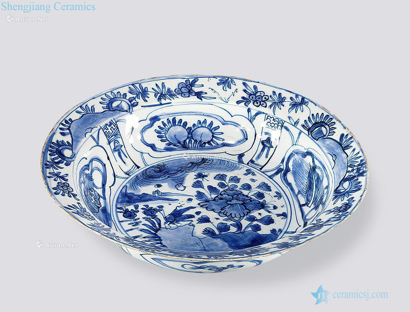Ming wanli Blue and white grasses and tray