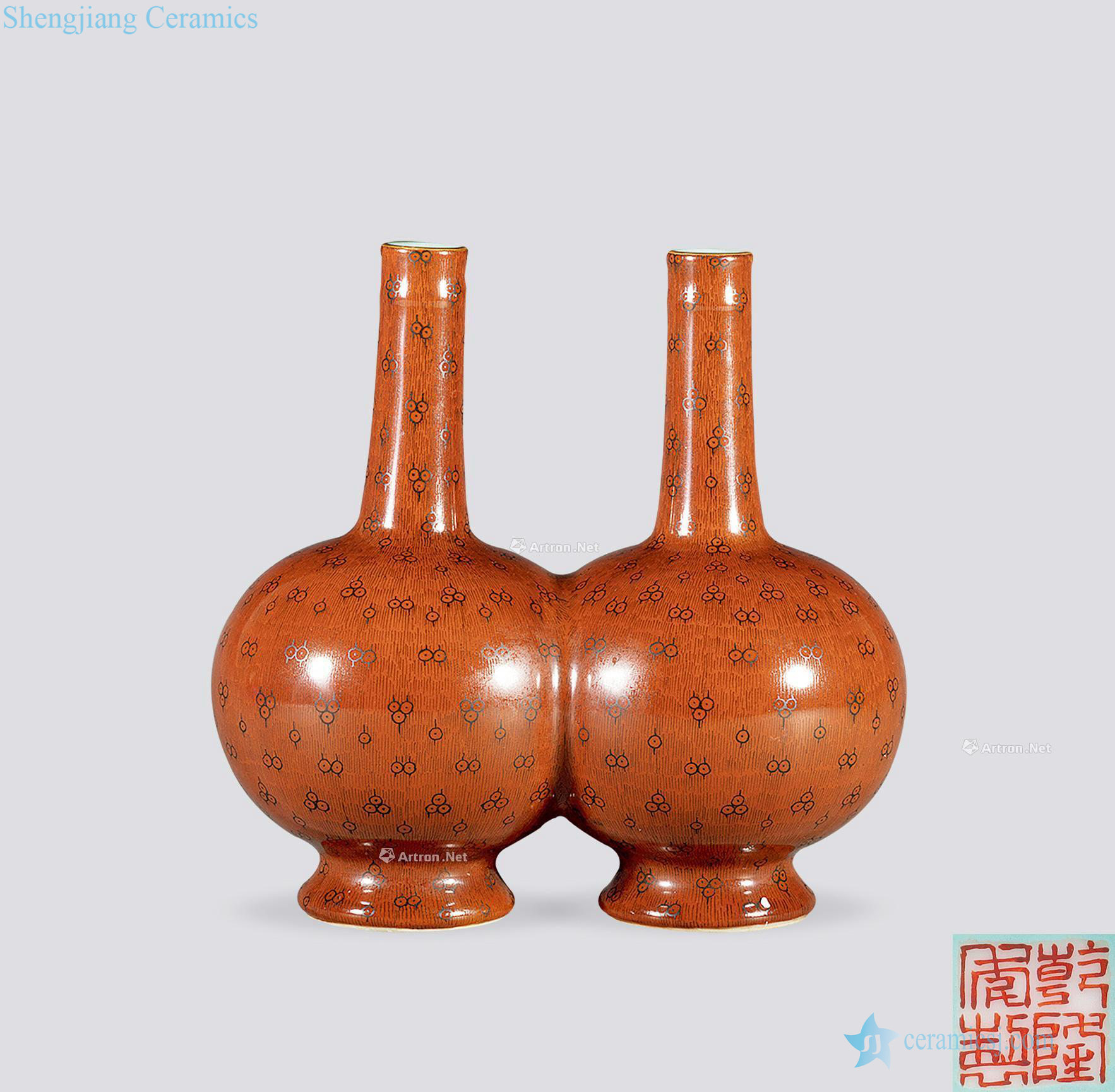 Qing qianlong Kiln double red glaze ink in the bottle