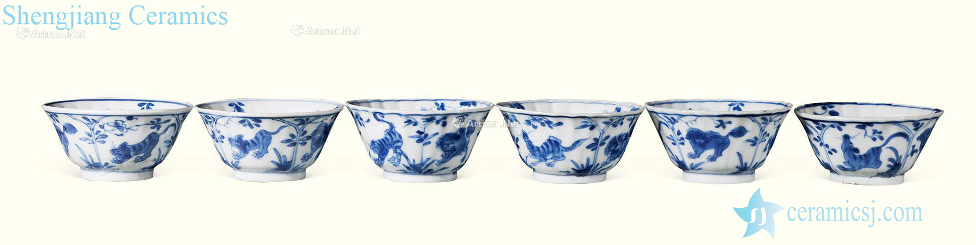 The qing emperor kangxi Blue and white benevolent grain cup (six)