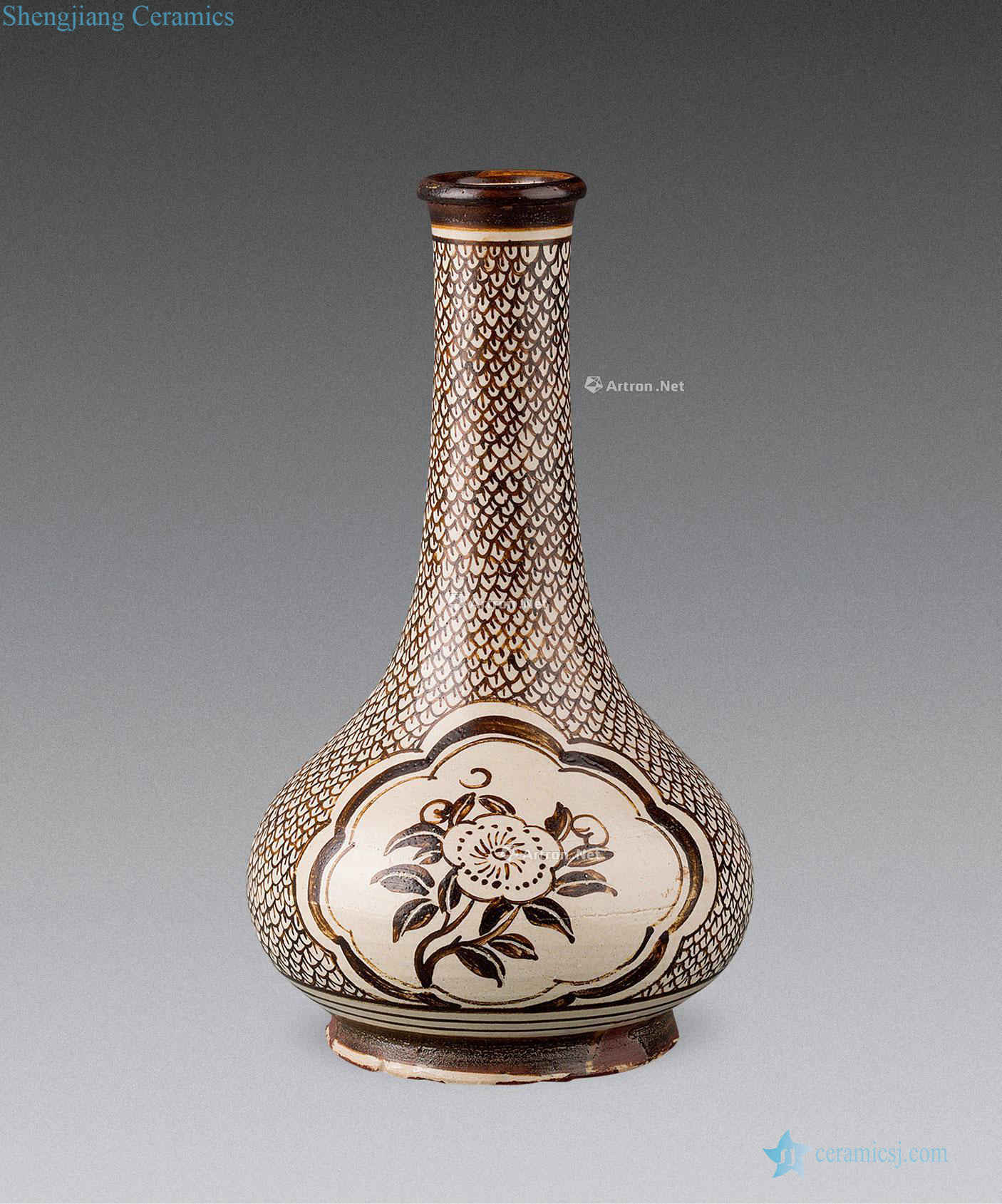 The song dynasty Jizhou kiln window peony grains gall bladder coloured drawing or pattern