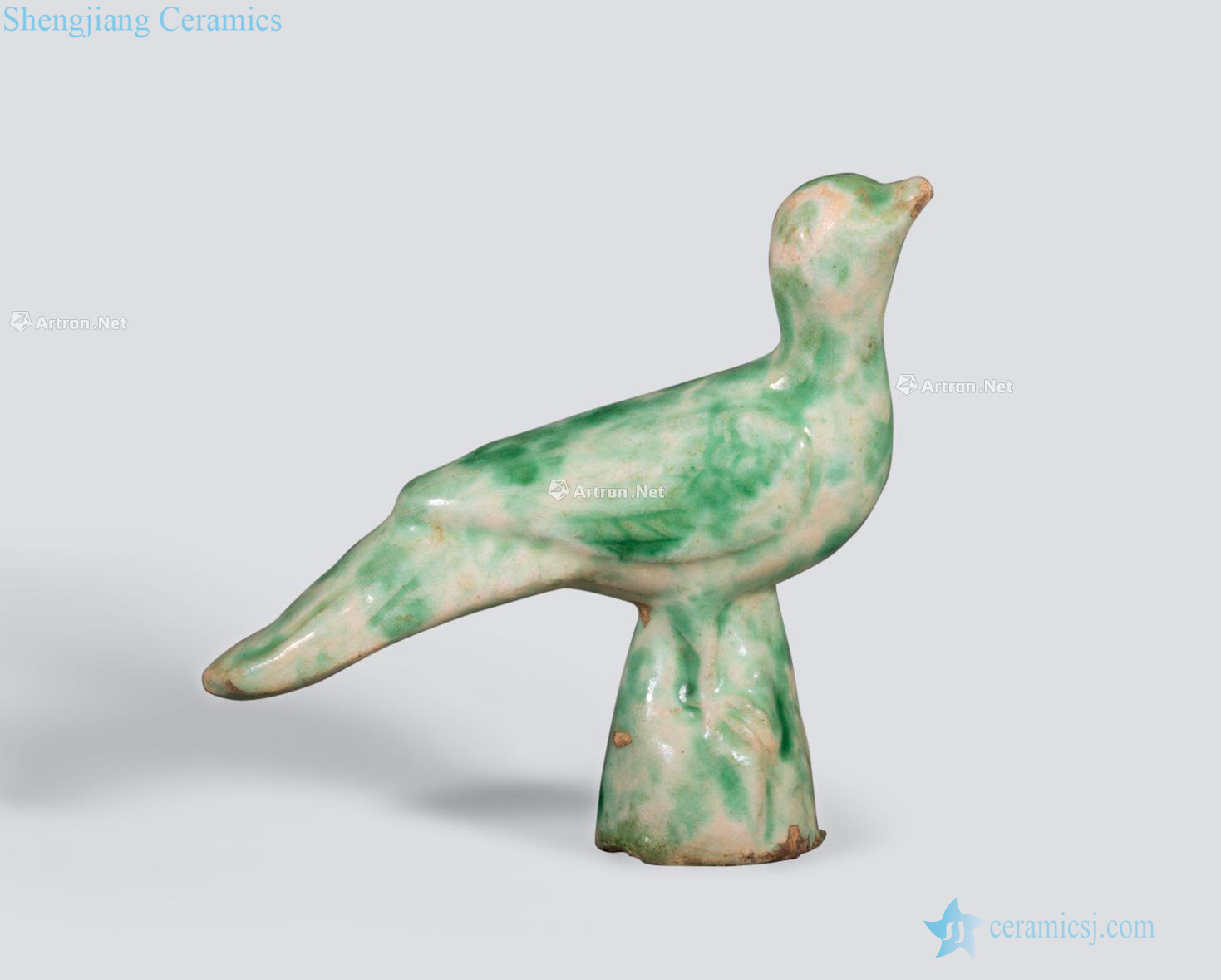 Tang five dynasties Green glaze ornamental birds