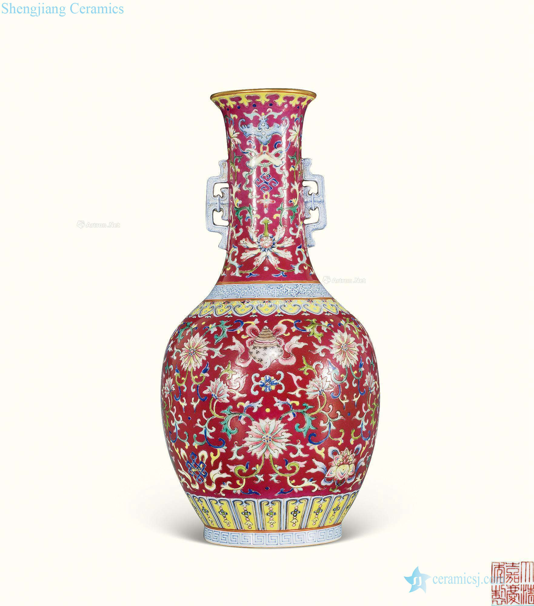 Qing jiaqing purple vase with a pastel bound branch flowers therefore