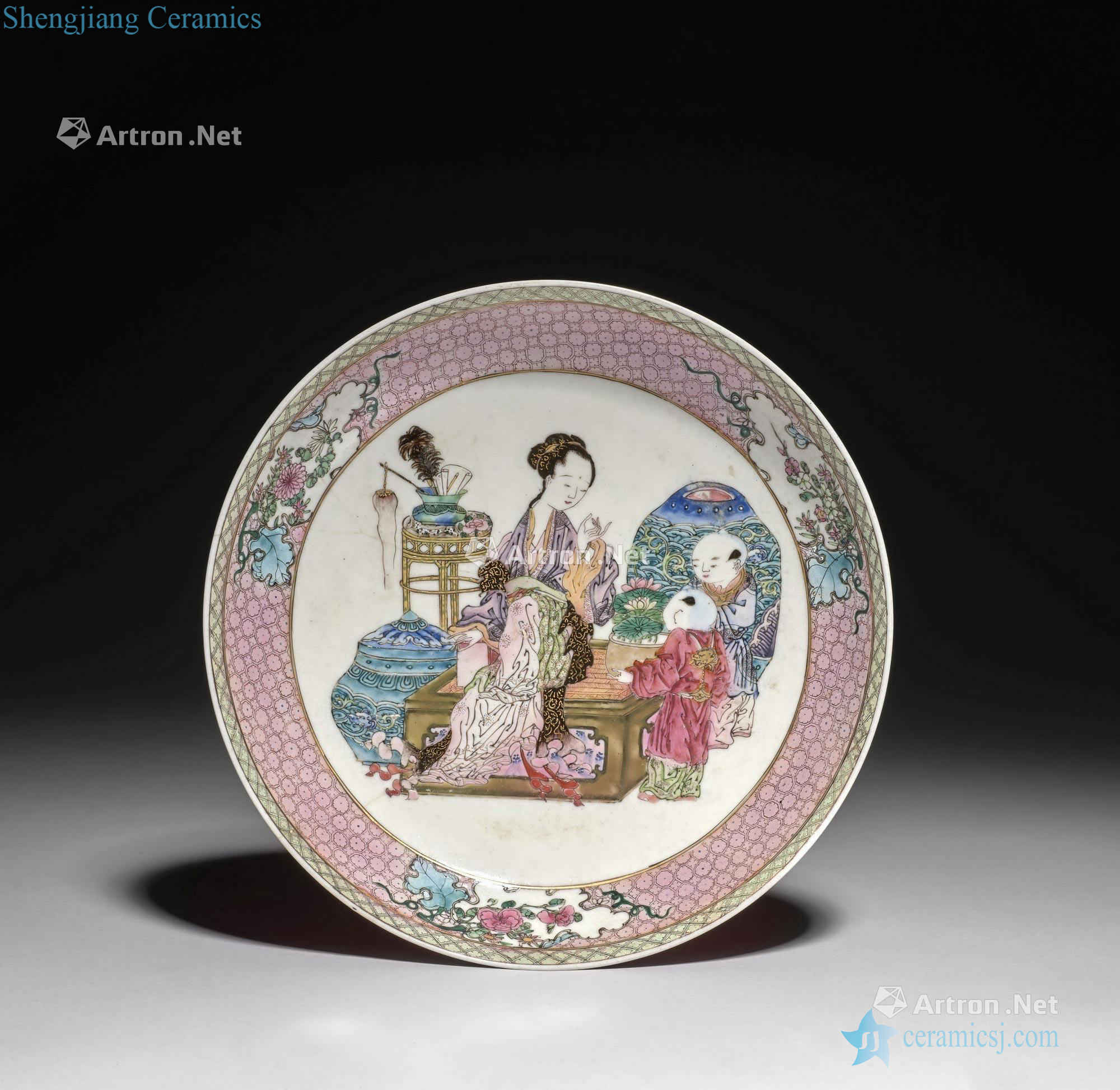 China, the Qing dynasty, the Yongzheng period (1723-1735) A ruby back famille rose porcelain saucer