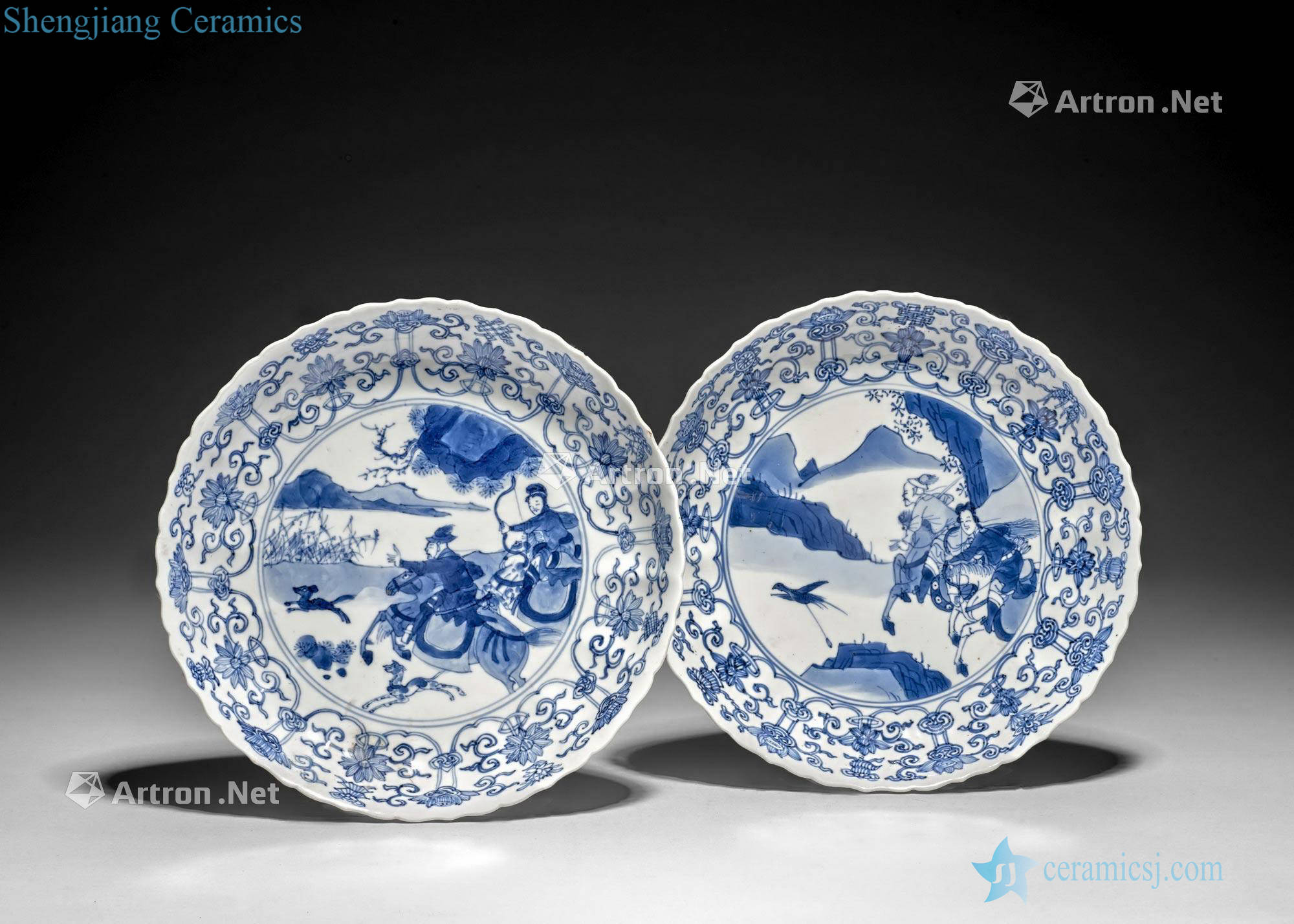 China, the Qing dynasty, Kangxi period (1662-1722), A pair of blue and white porcelain saucers
