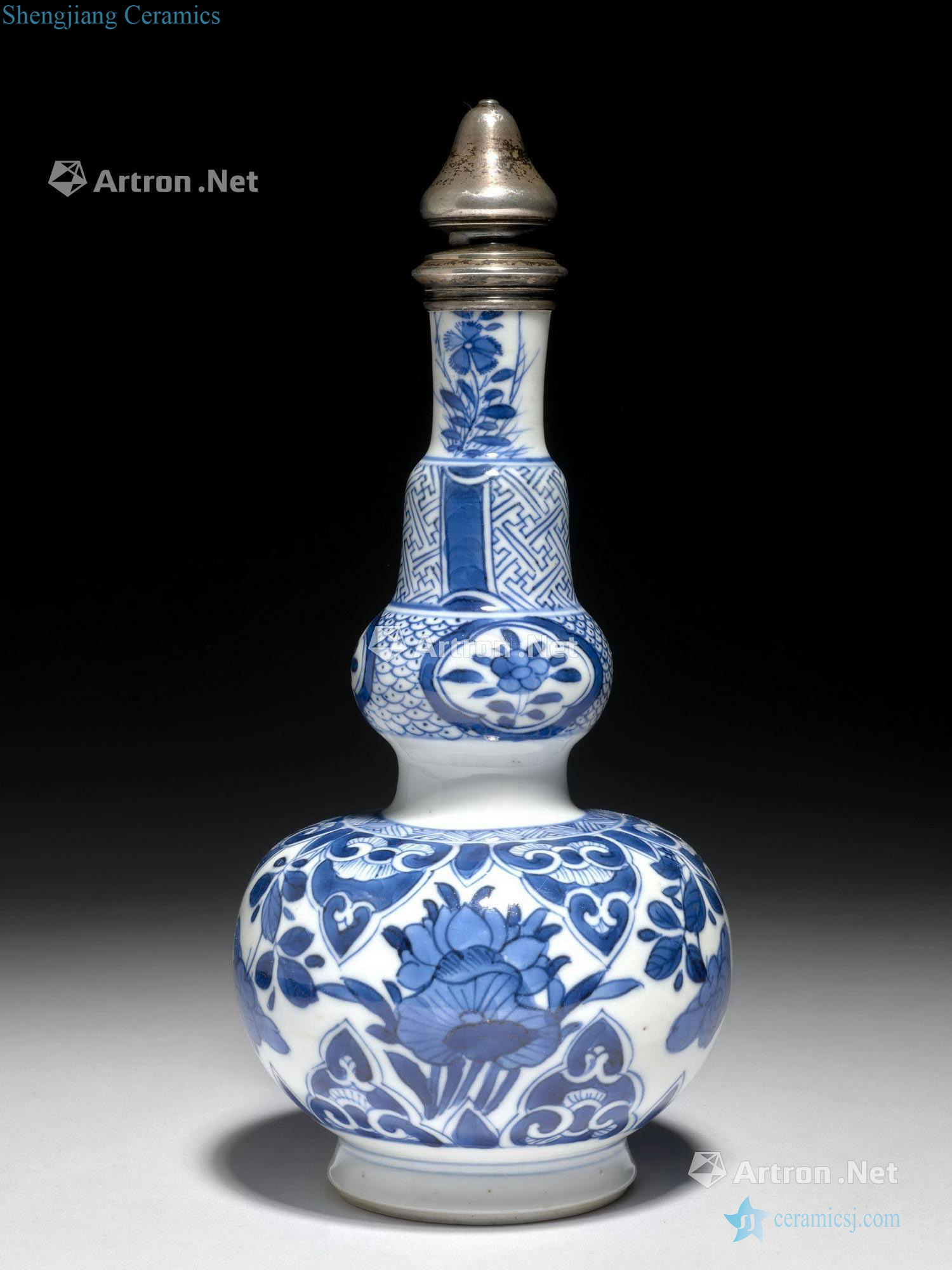 China, the Qing dynasty, Kangxi period (1662-1722), A blue and white porcelain vase with silver mount for the Ottoman market
