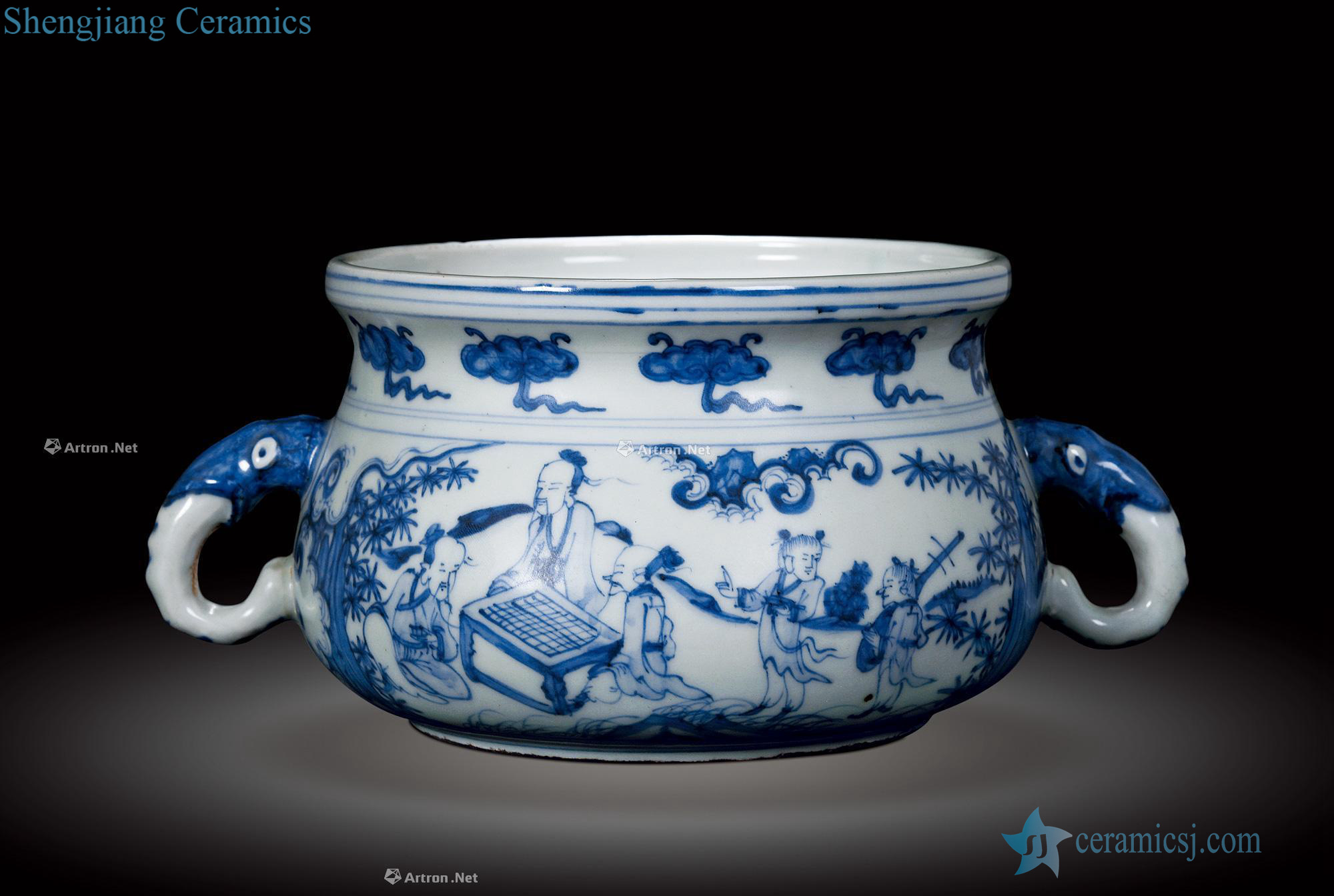The late Ming dynasty Blue and white characters xiangyun grain taiping like incense burner