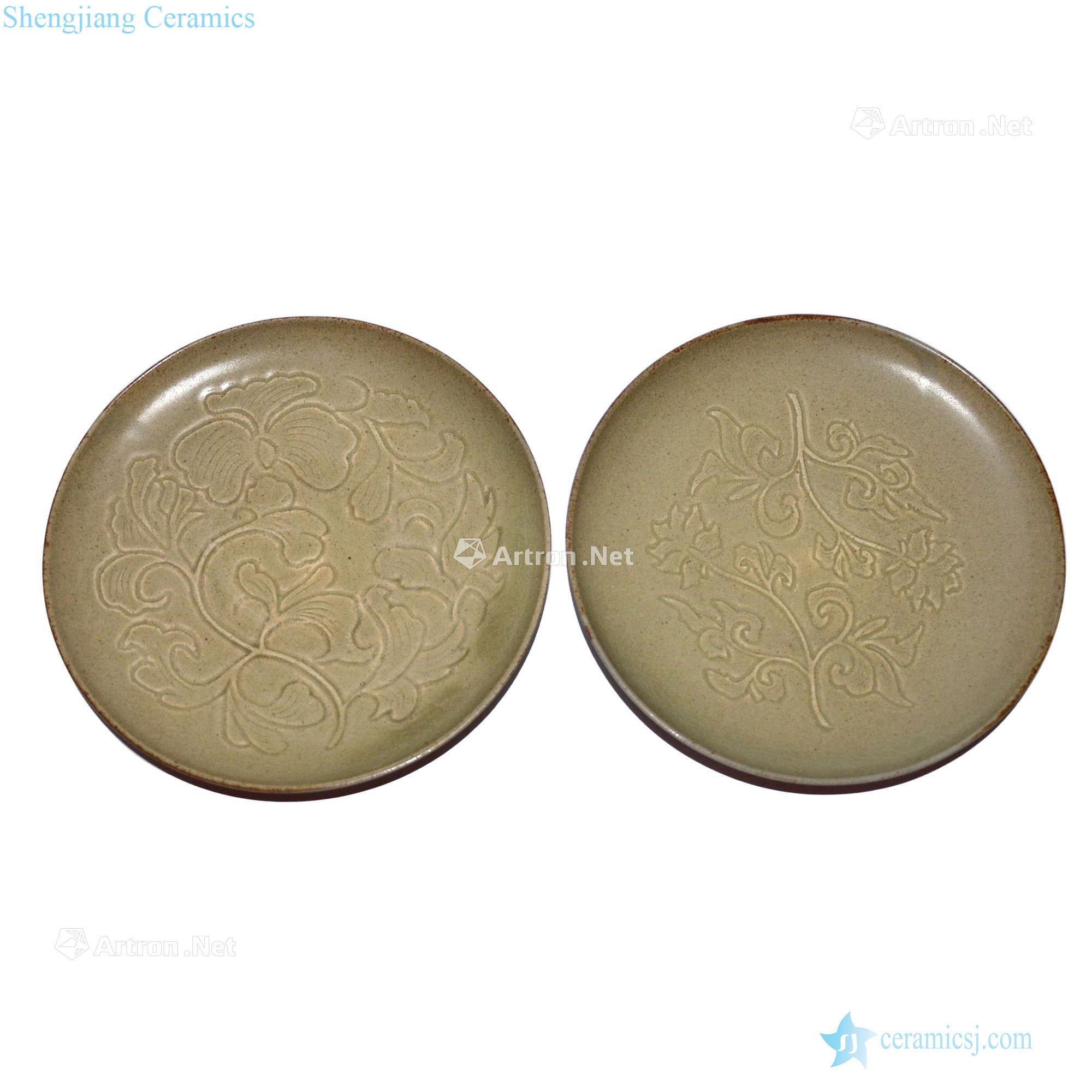 The song dynasty Yao state kiln green glaze cut flower plate (a)