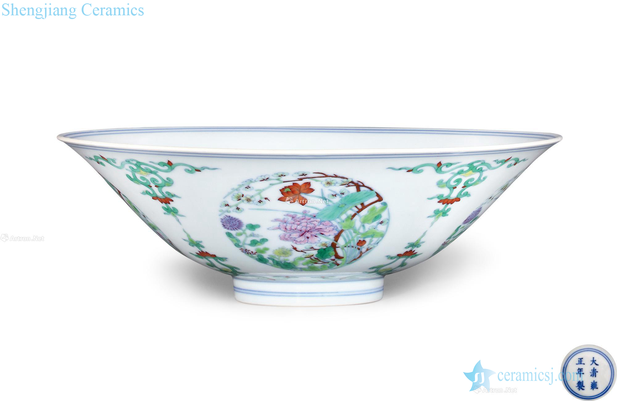 Qing yongzheng bucket color medallion flower butterfly tattoo hat to bowl