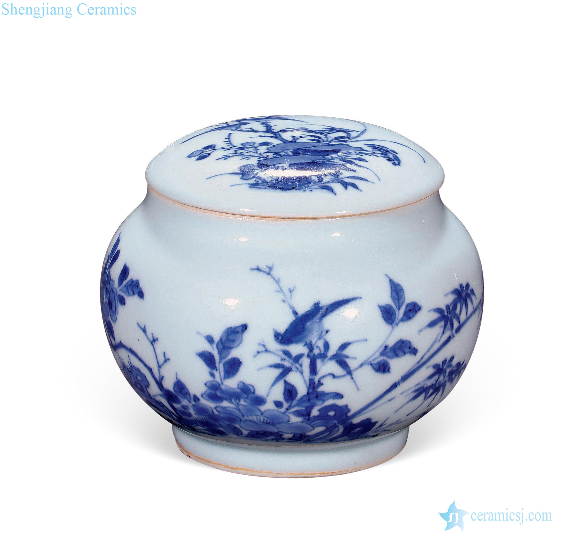 The late Ming dynasty Blue and white flower on grain go cans