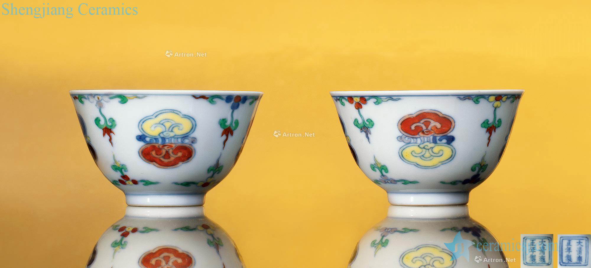 Qing yongzheng bucket color ganoderma lucidum grain cup (a)