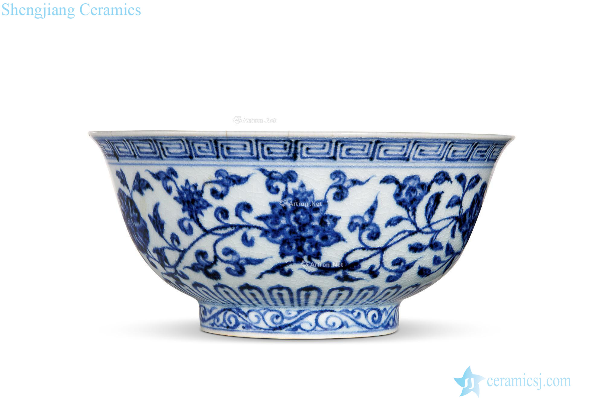 Ming yongle Blue and white branch flowers green-splashed bowls