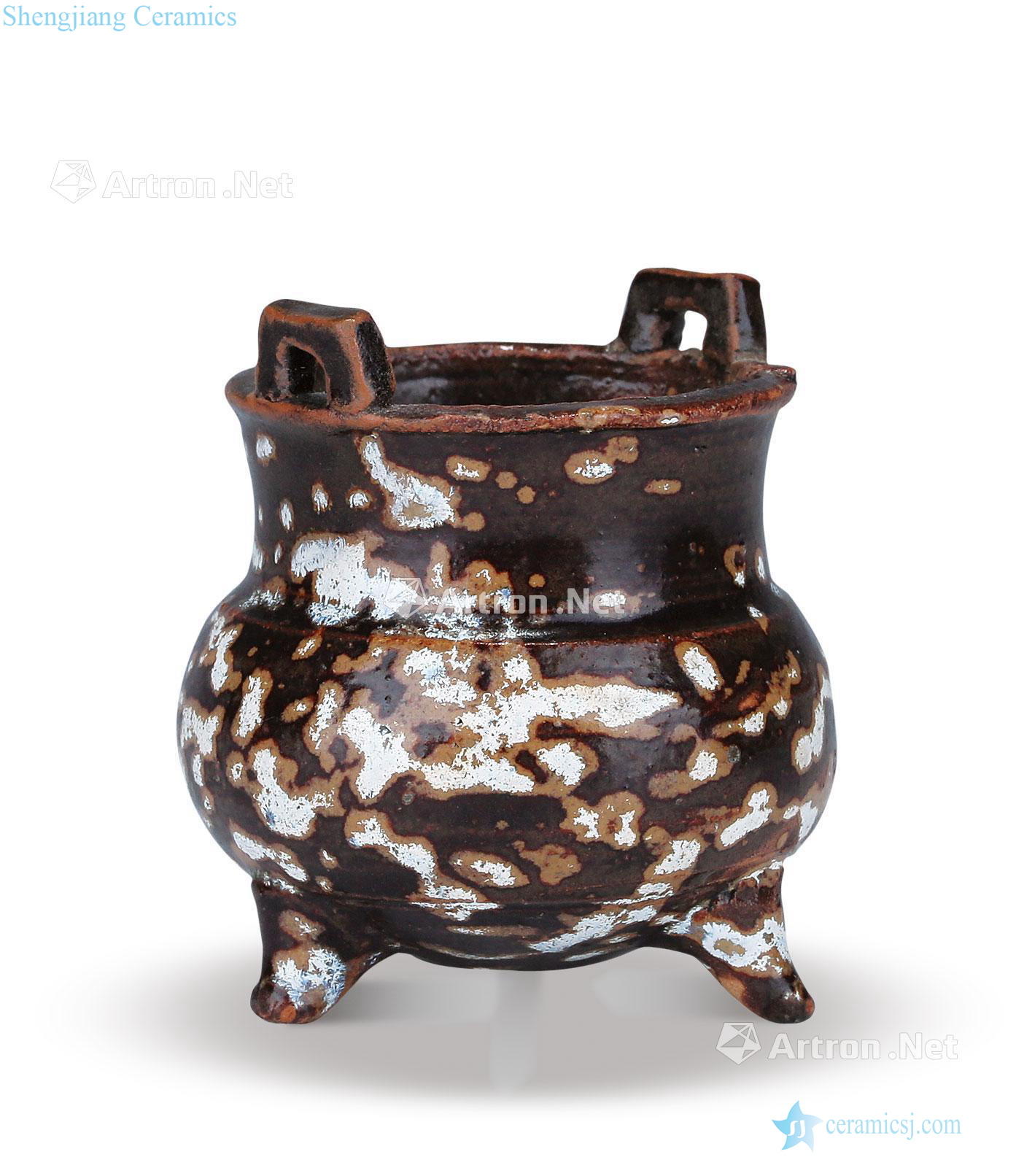Ming Jizhou kiln glaze penetration ears incense burner