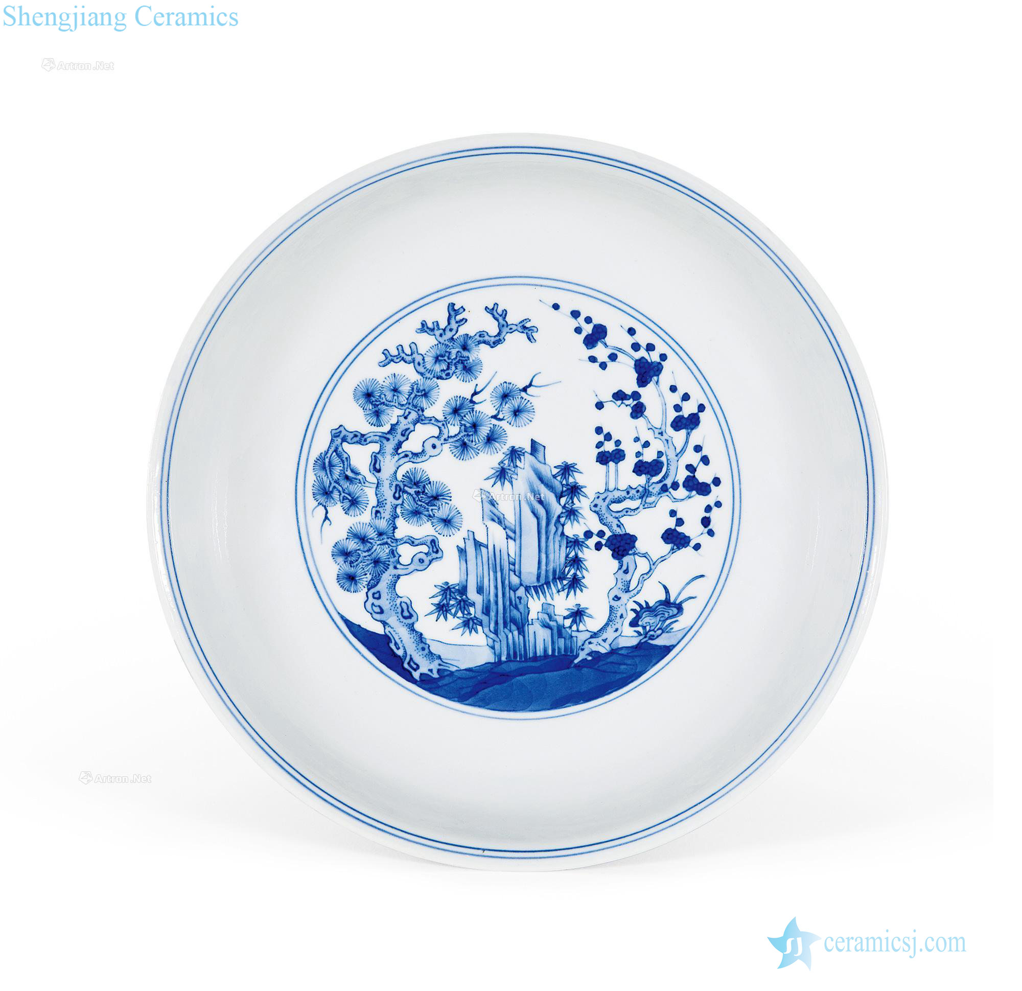 Blue and white outside yard qing qianlong age characters in poetic figure