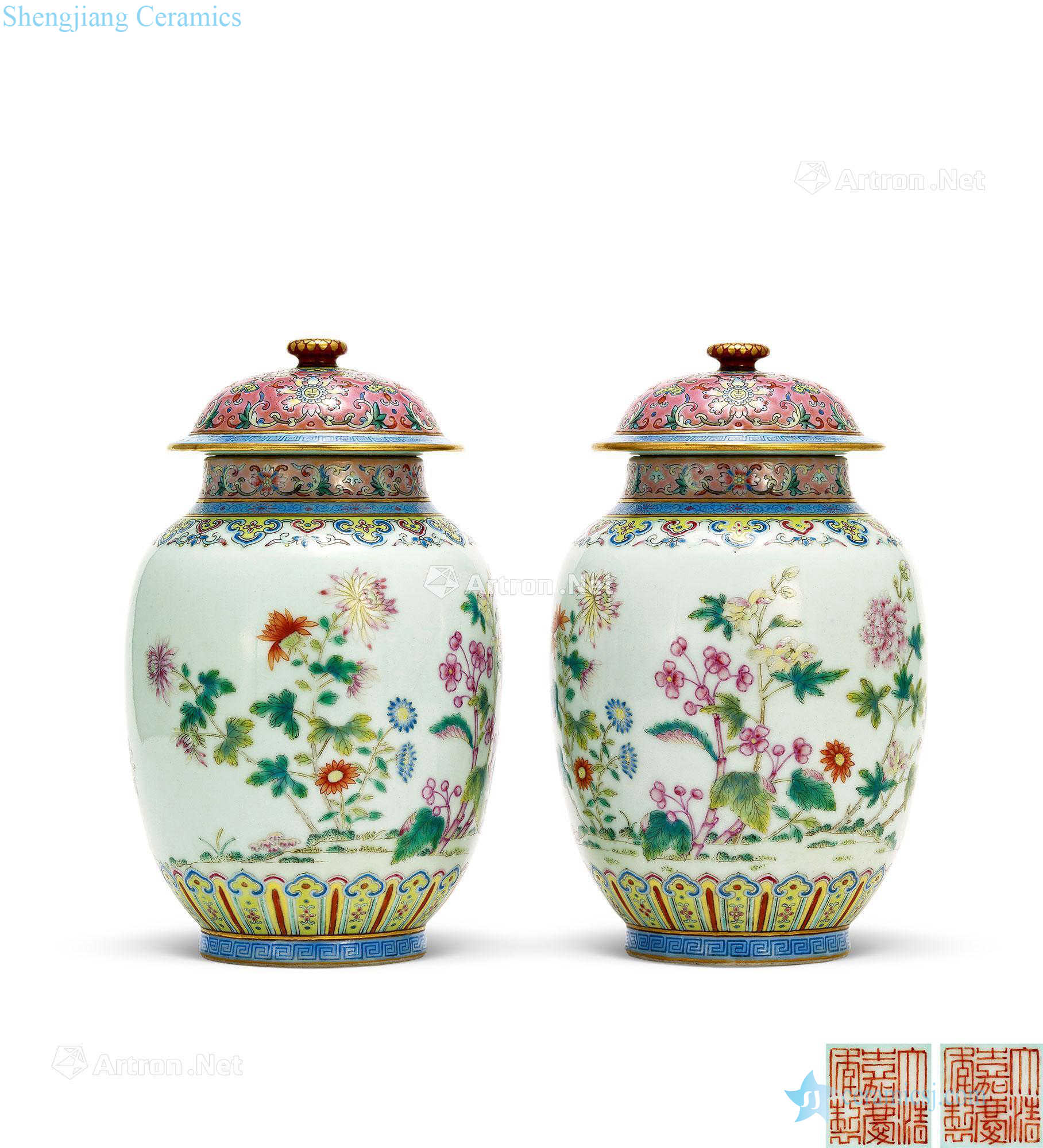 Qing jiaqing pastel flowers cover tank (a)