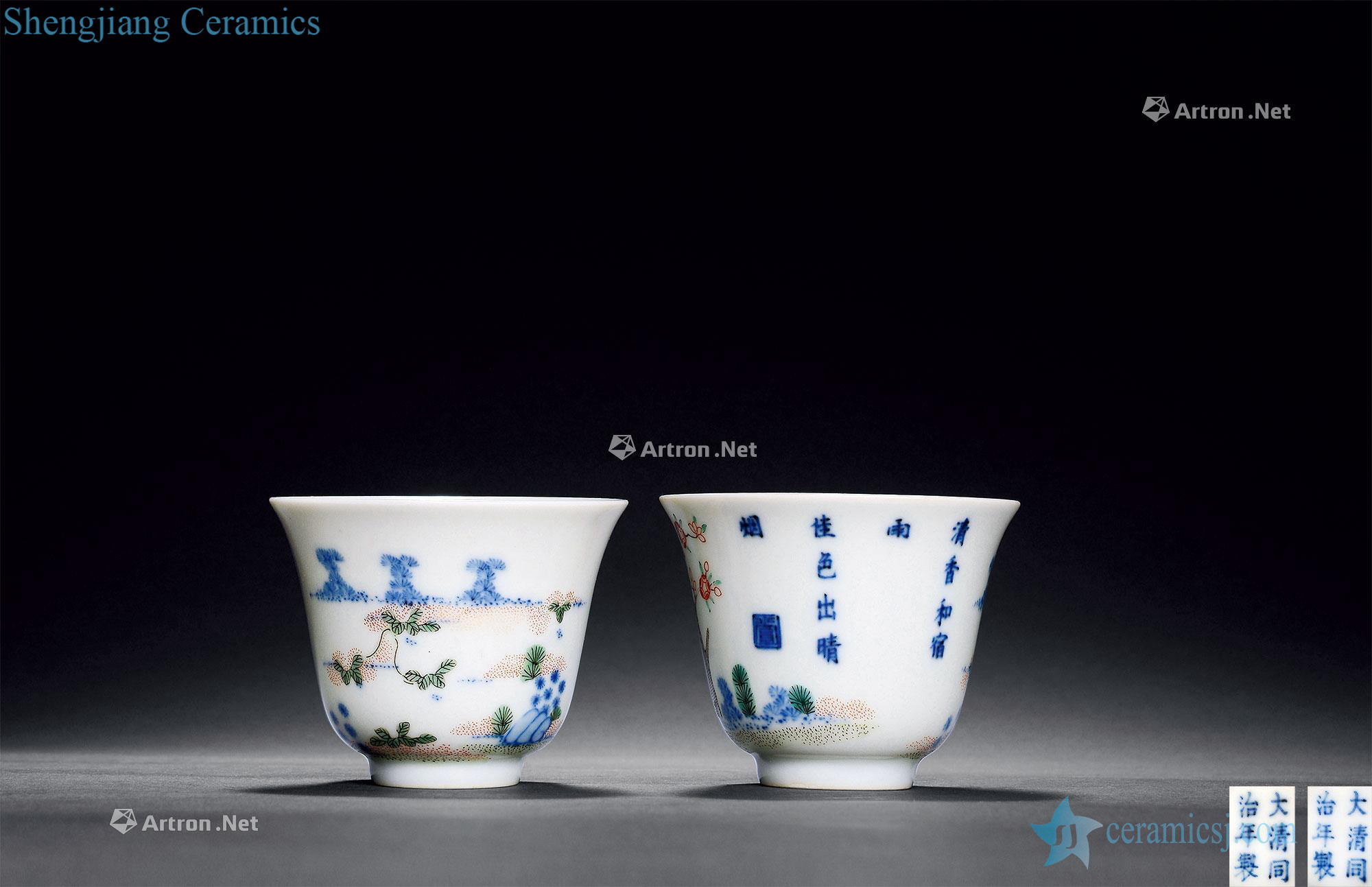 dajing Blue and white color flora cup (a)