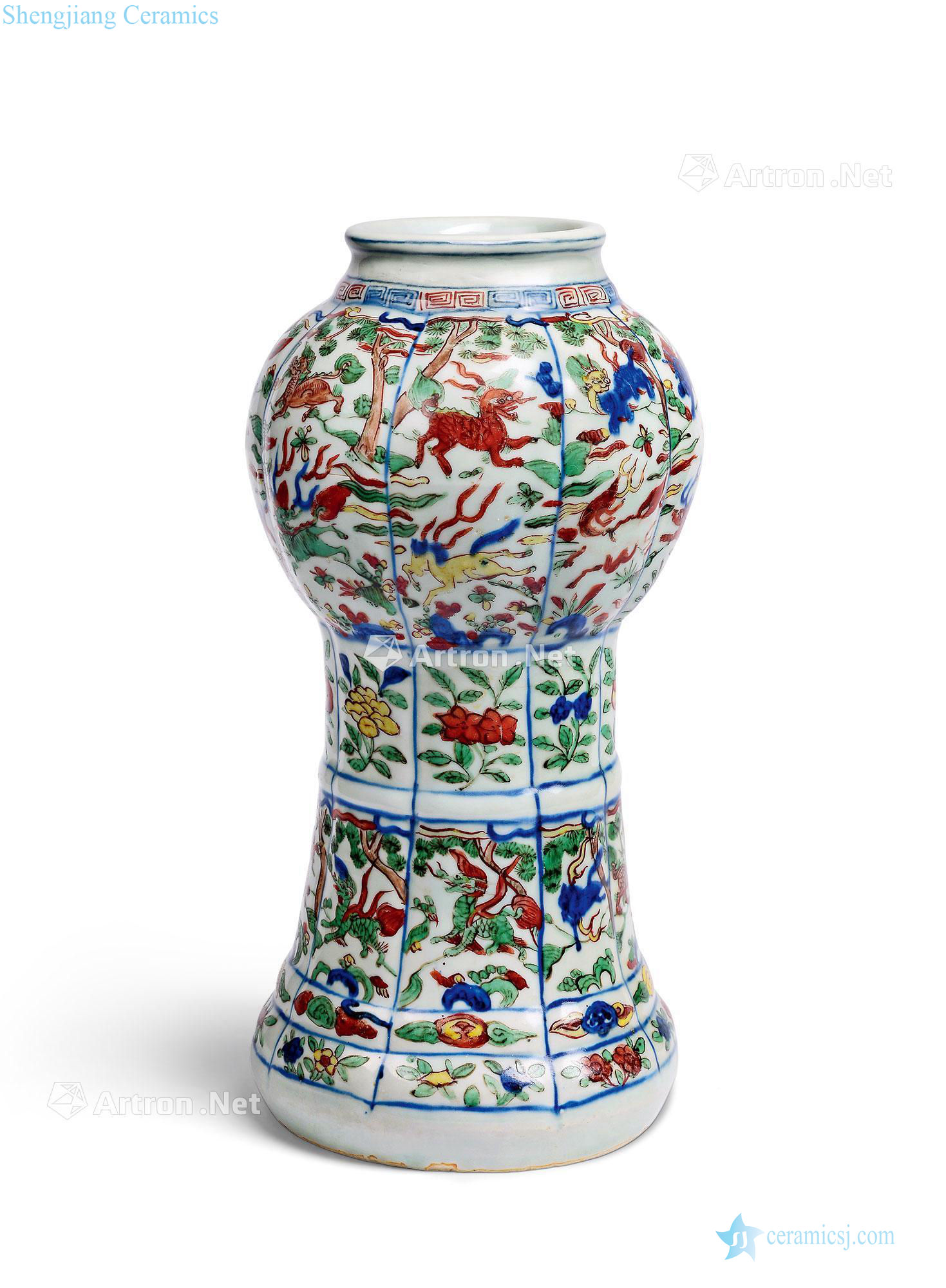 Ming wanli Blue and white color benevolent grain vase with flowers