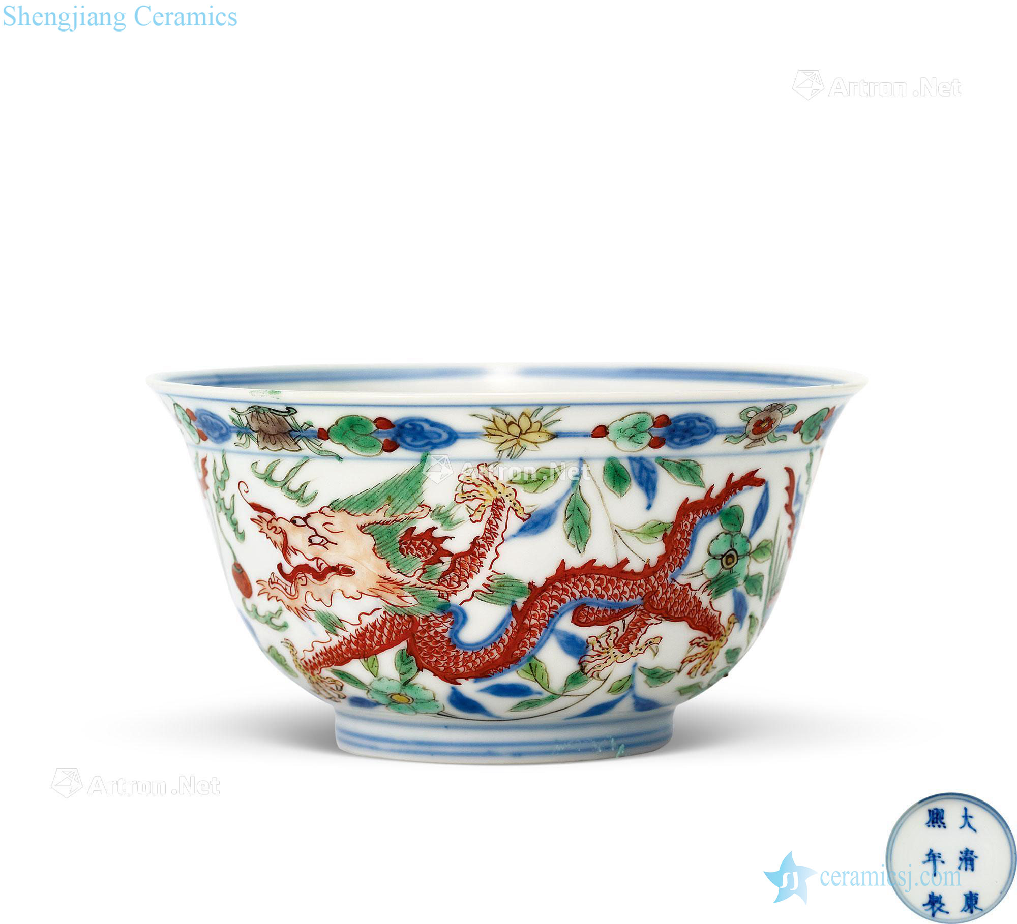 The qing emperor kangxi Longfeng green-splashed bowls