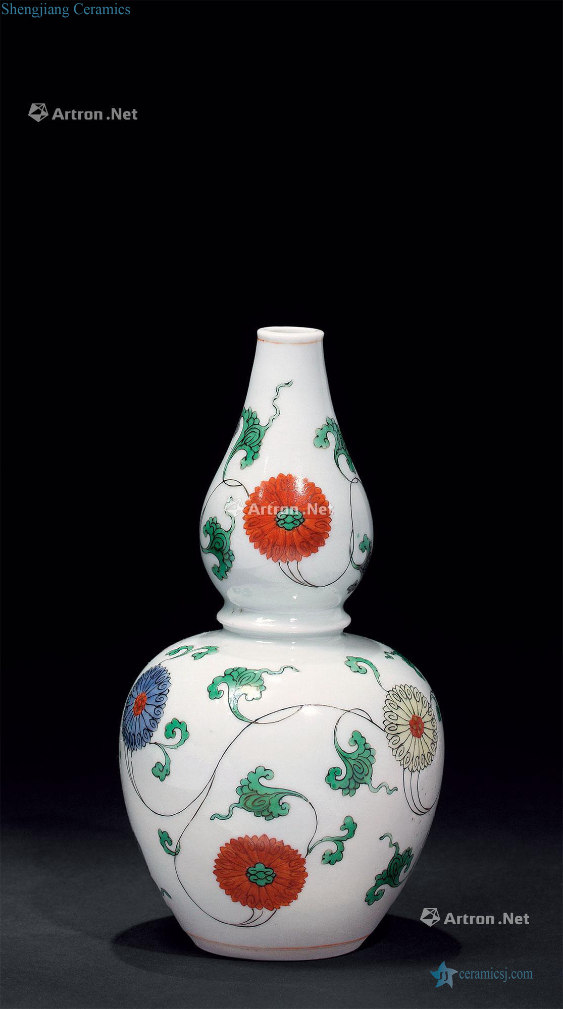 The qing emperor kangxi Colorful flowers around branches grain bottle gourd