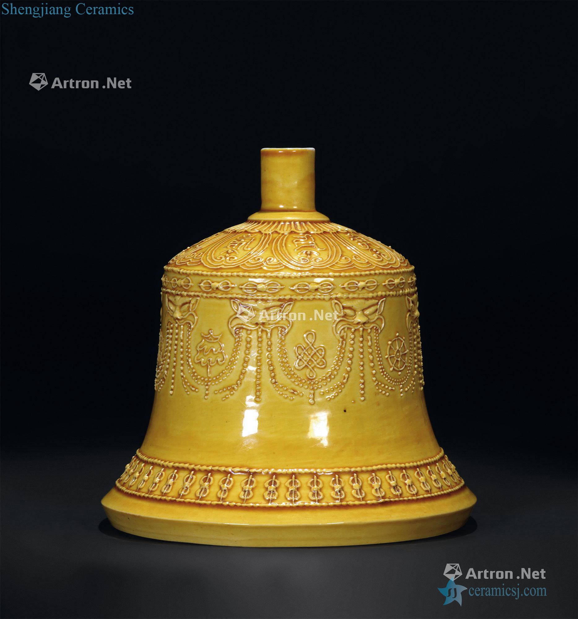 Ming porcelain carving yellow glaze bells