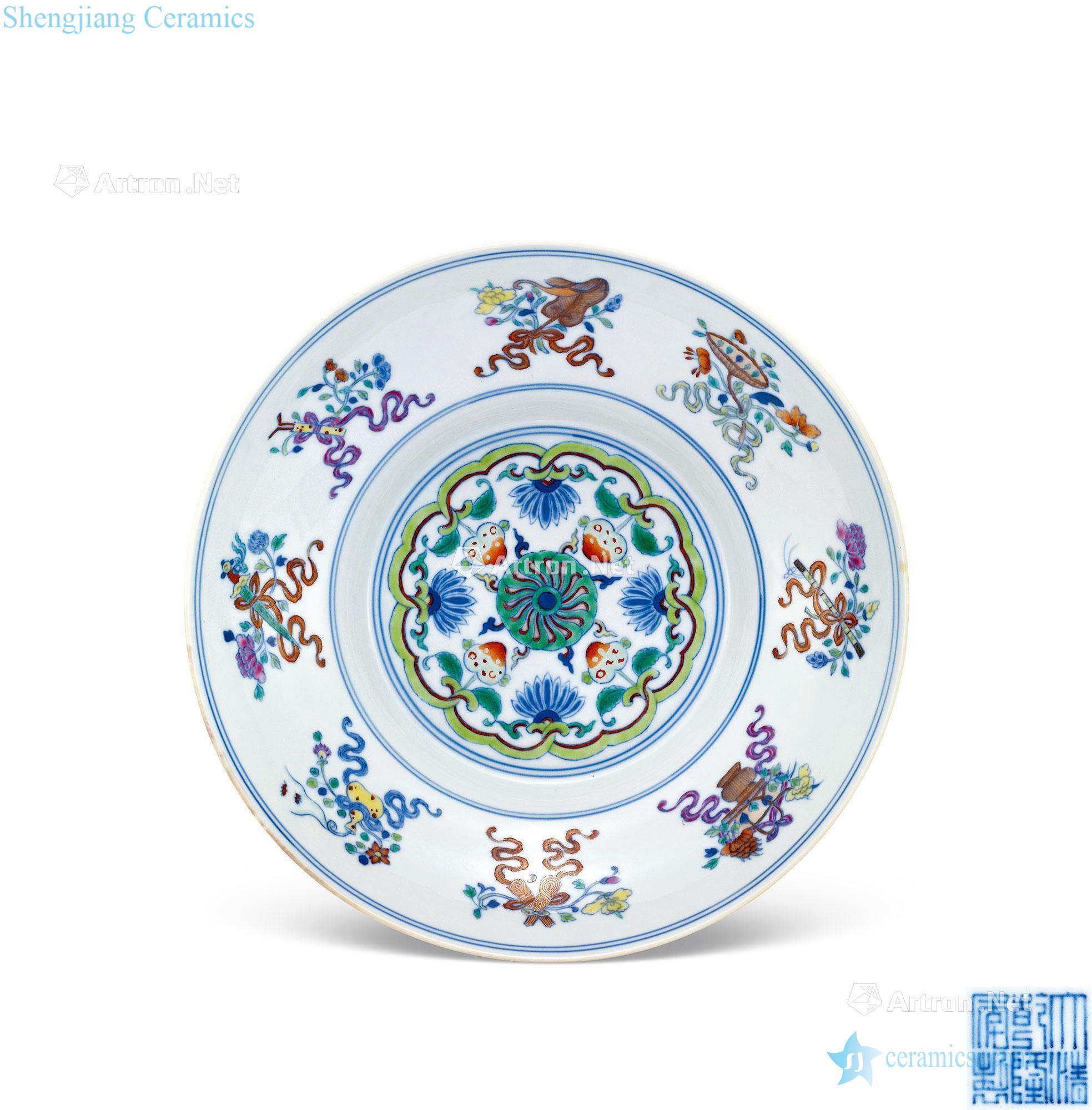 Qing qianlong bucket color eight auspicious or disk
