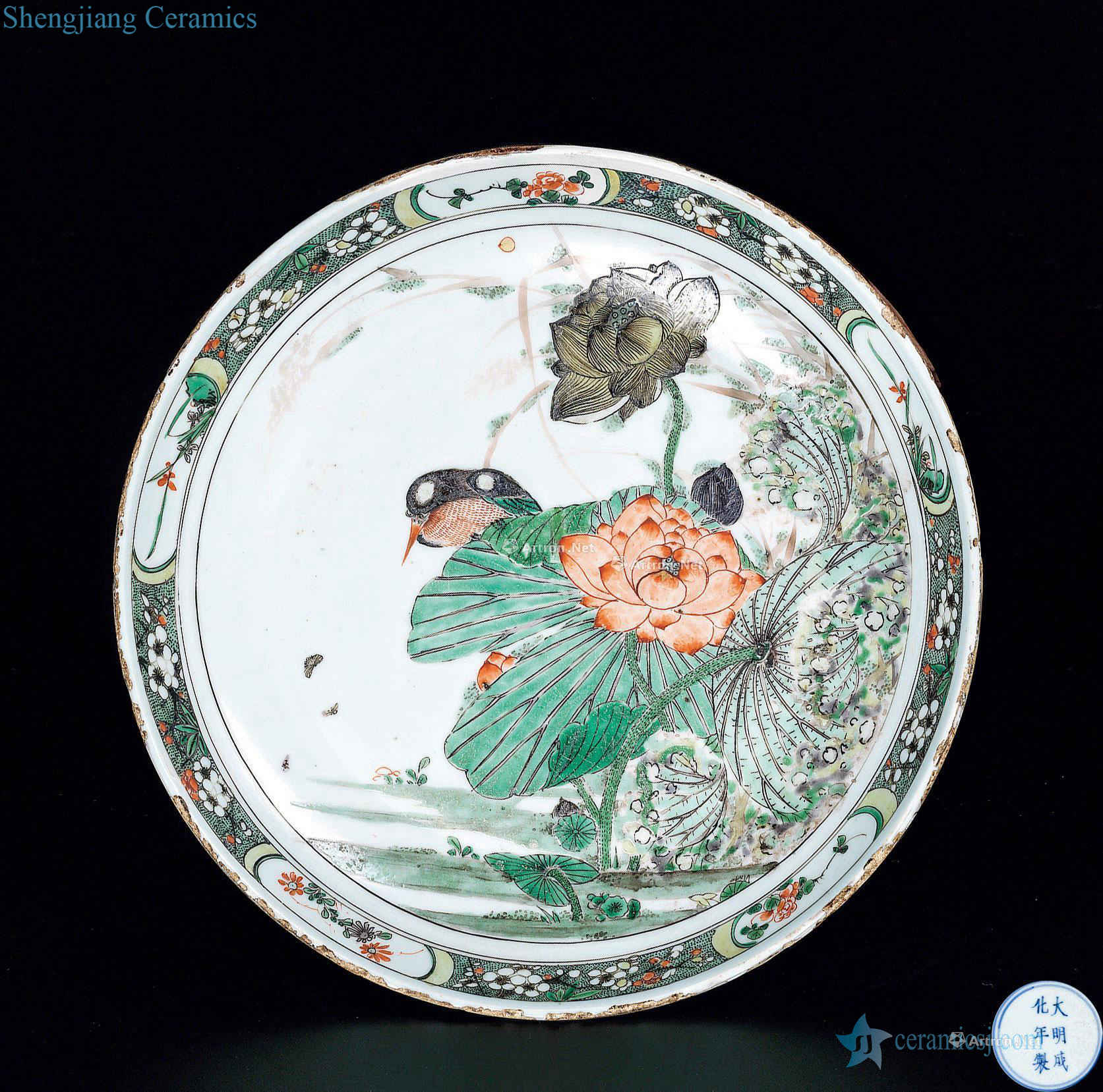 The qing emperor kangxi medallion flower-and-bird tray