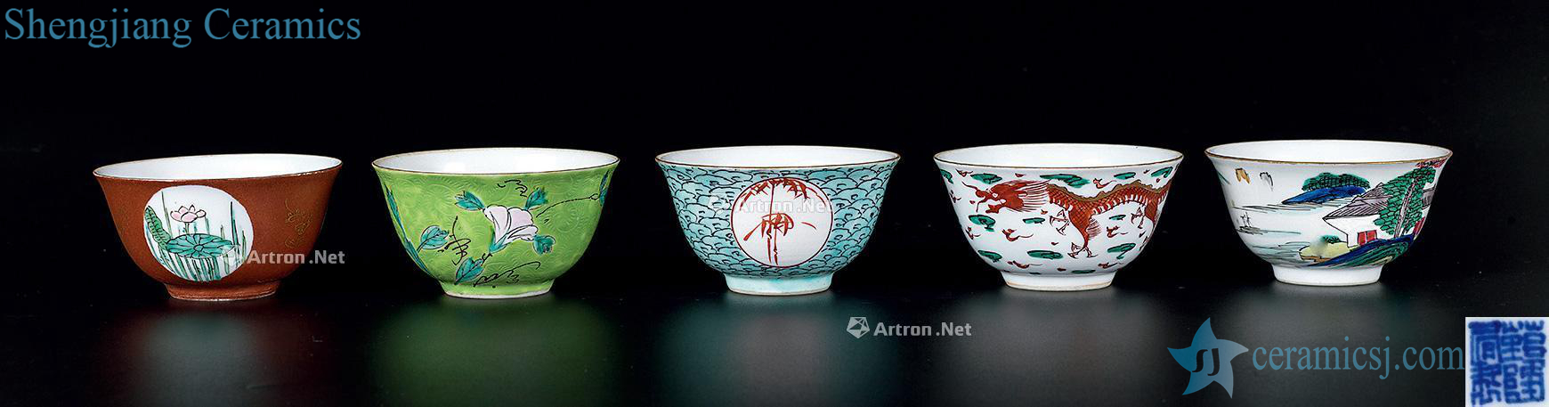 Qing qianlong enamel cup (a set of five pieces)