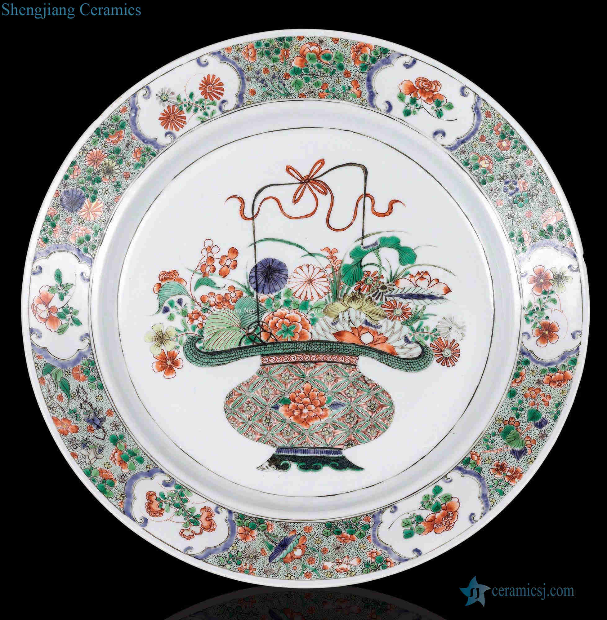 The qing emperor kangxi multicoloured medallion flower tray