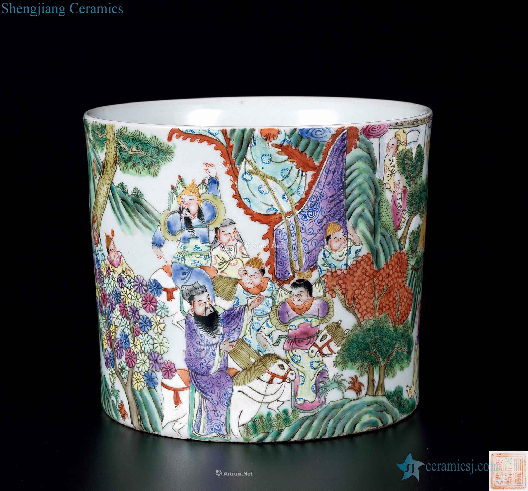 The stories of pastel reign of qing emperor guangxu figure pen container