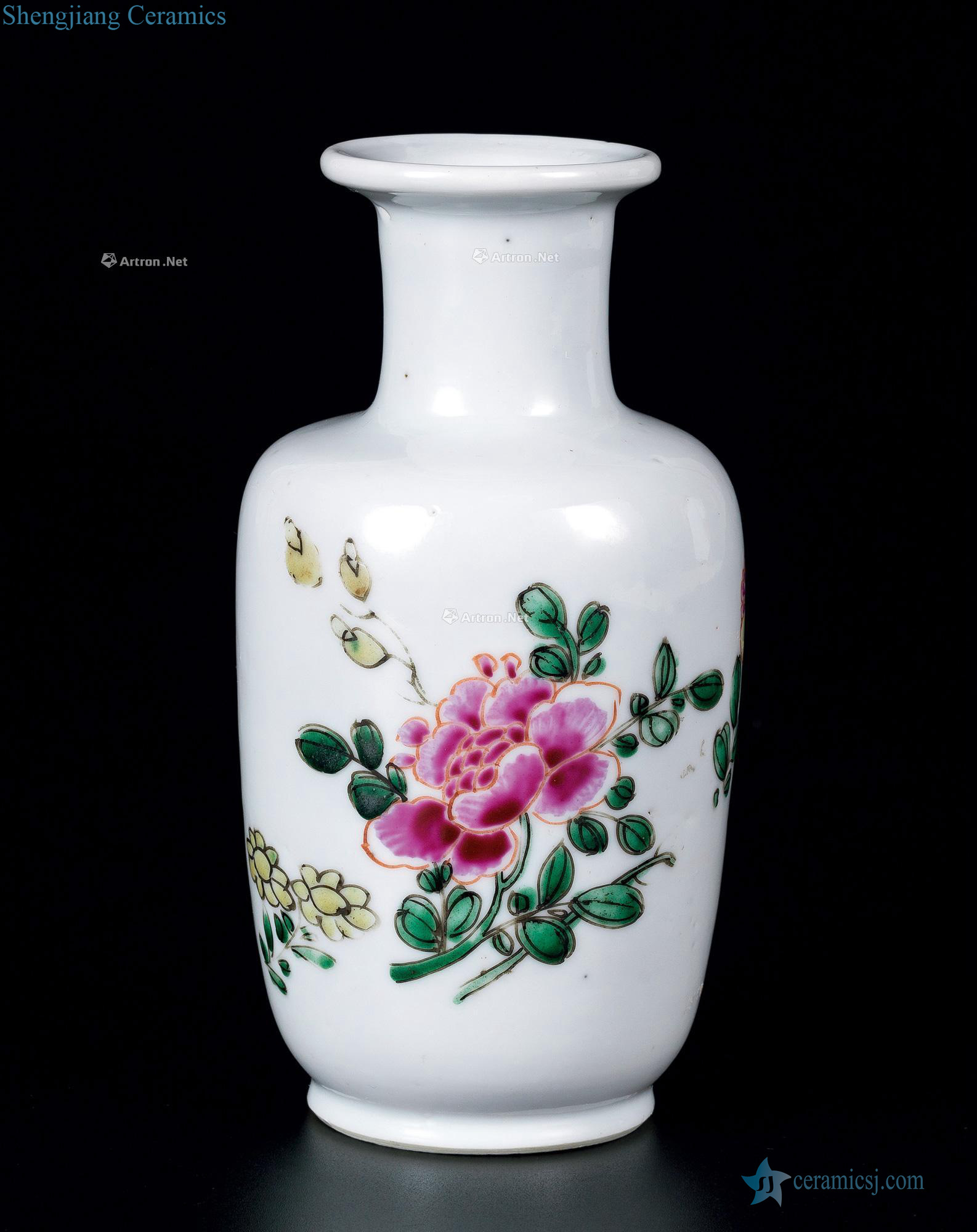 Qing yongzheng pastel flowers grain bottle