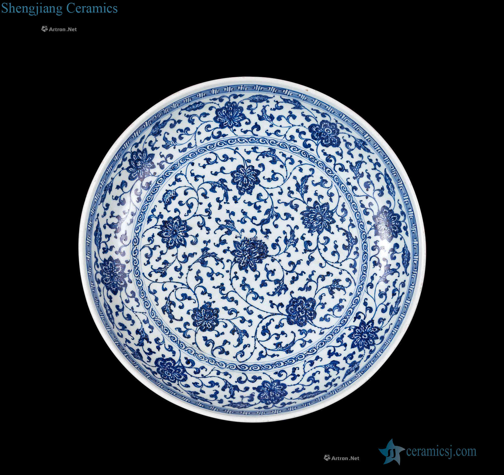 Qing qianlong Blue and white tie up flower tray