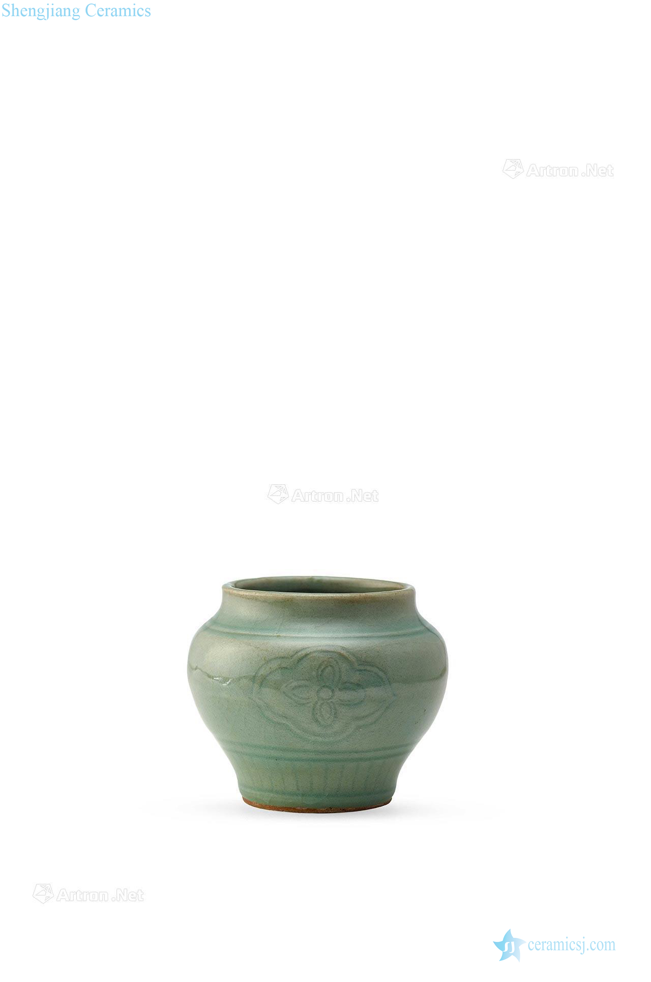 yuan Longquan green glaze hand-cut canister