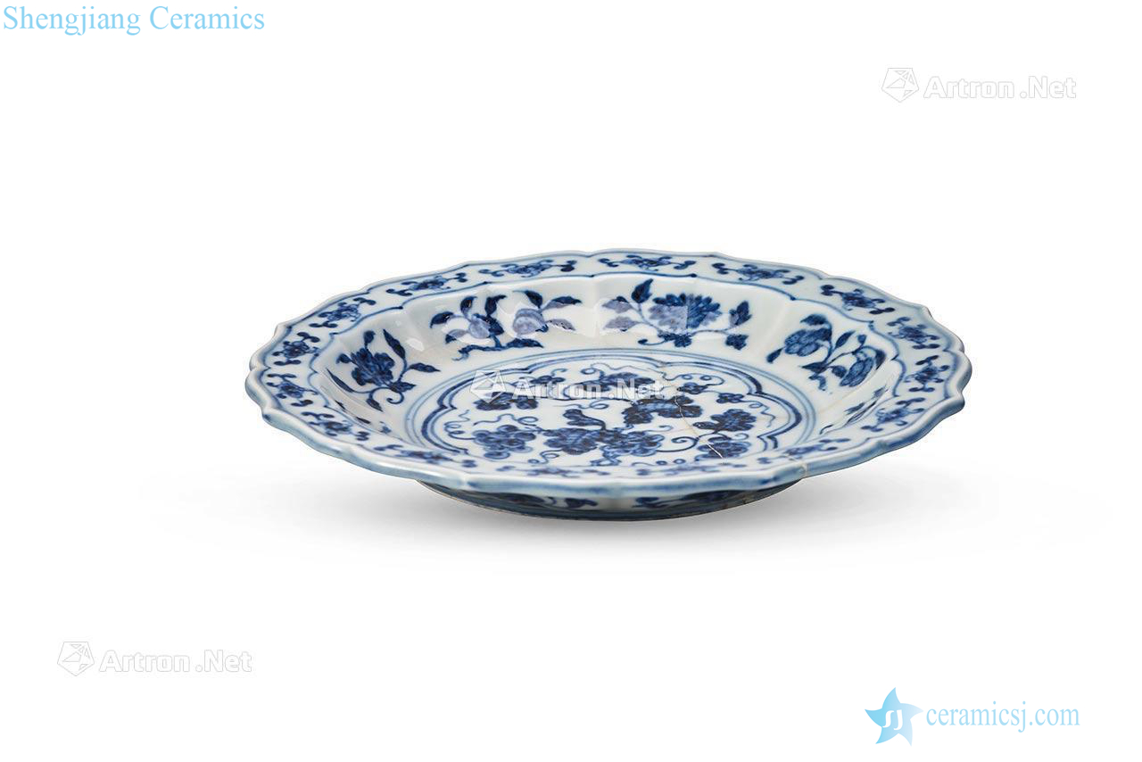 Ming yongle Blue and white grape grain ling mouth tray