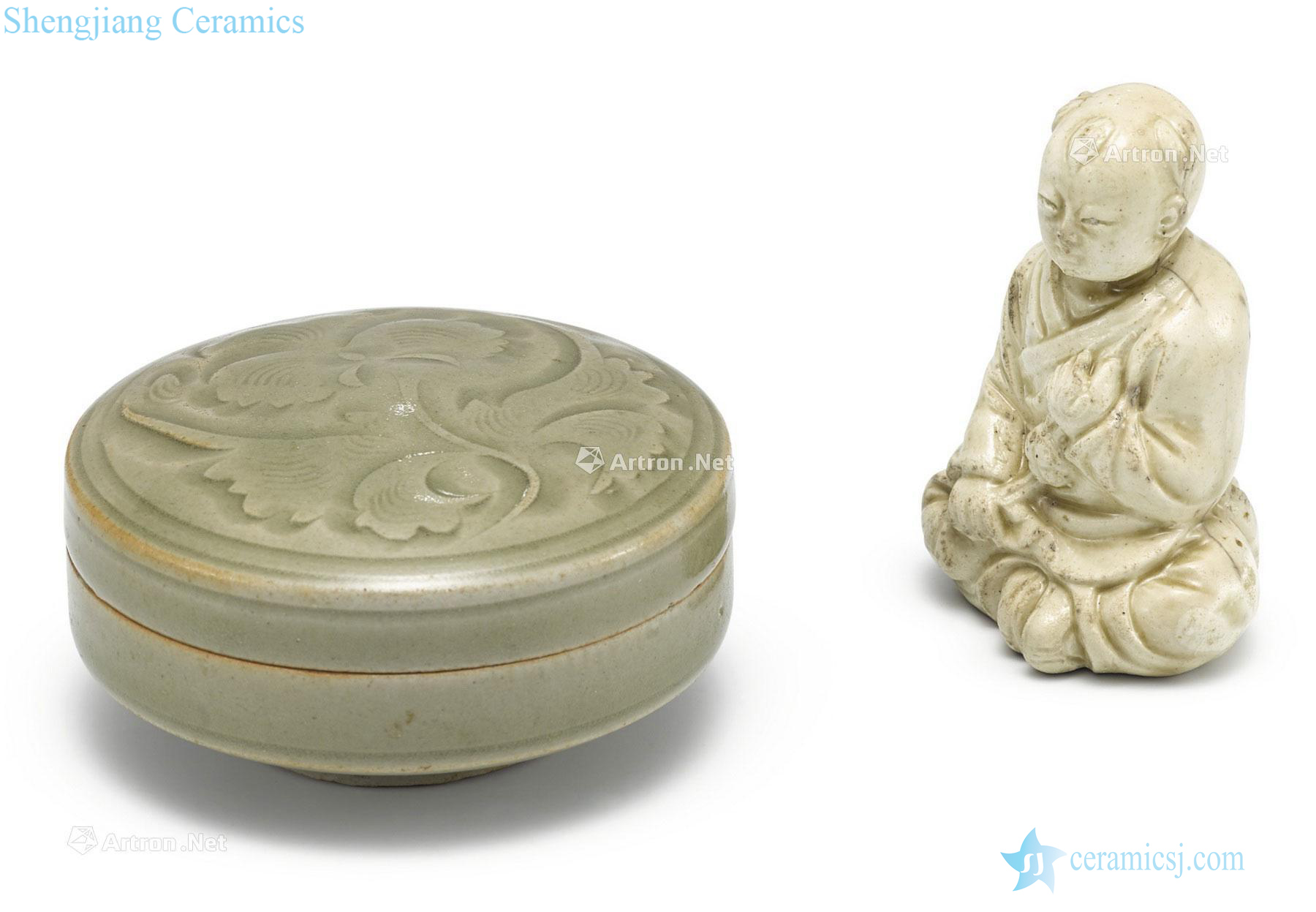 Northern song dynasty to gold Yao state green glaze flower grain cover box and yuan White glazed lad